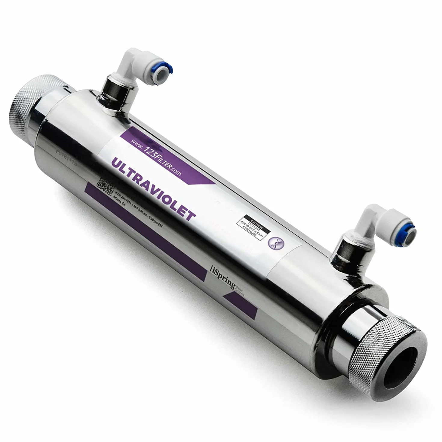iSpring UVF11B Filtro de Agua con Luz Ultravioleta UV con Interruptor de Control de Flujo Inteligente 11 W, 220 V, 10 pulgadas