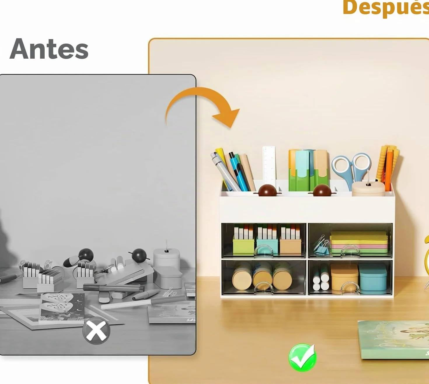 KAHEIGN Organizador de Escritorio 4 Cajones 19CM x 14CM Portalápices Multifuncional Blanco