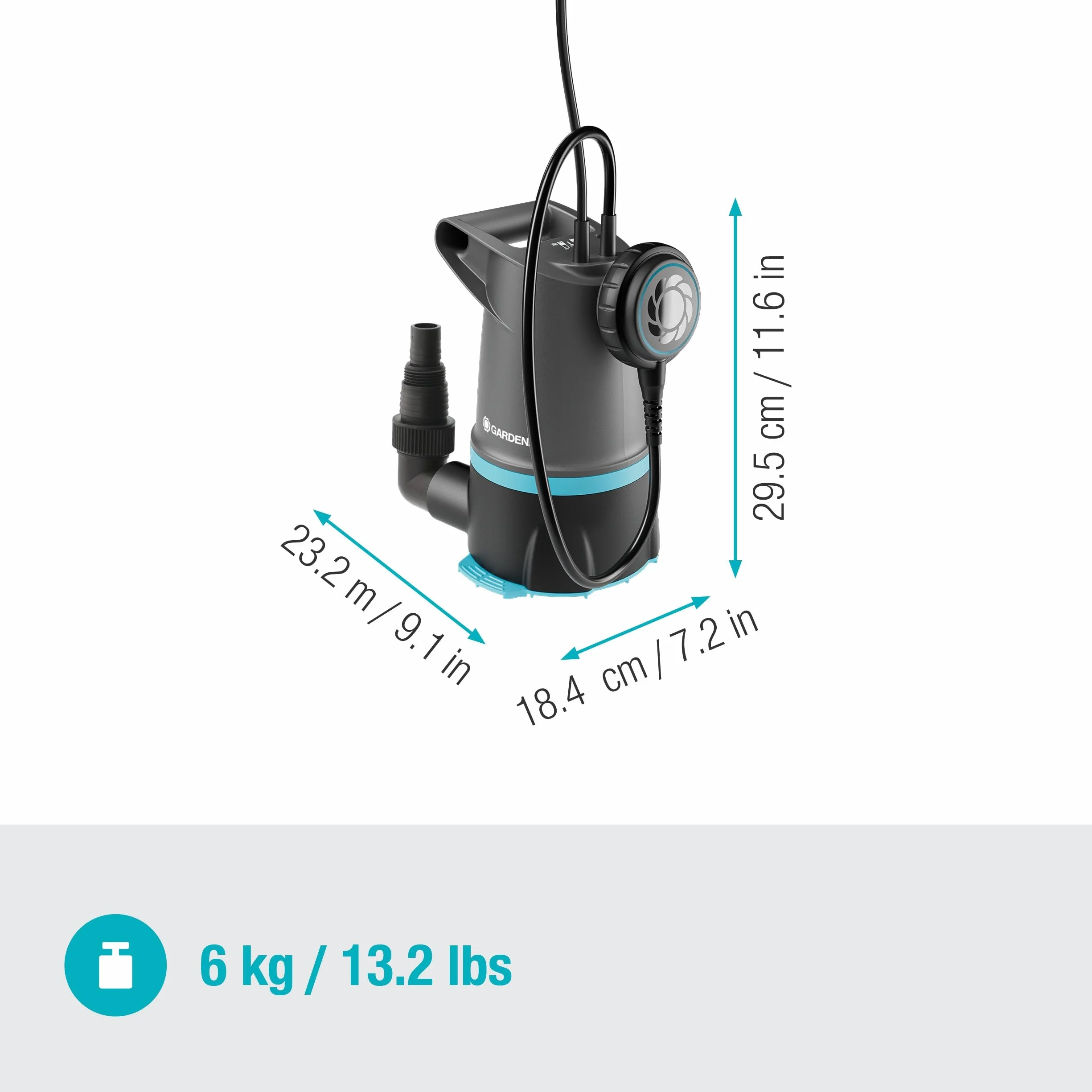 Gardena 20000 BASIC Bomba sumergible 2 en 1 aguas limpias y sucias 20.000 l/h interruptor de flotador