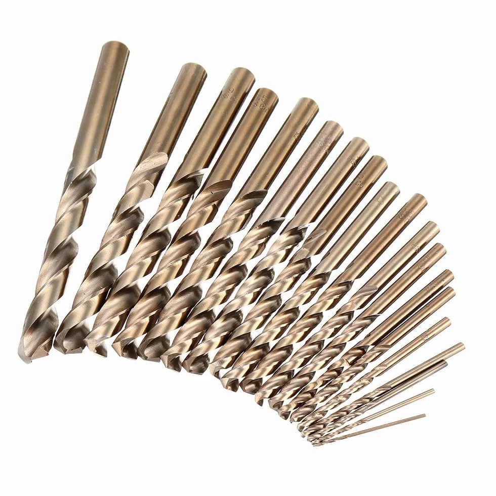 VIDOO Juego de Brocas Cobalto M35 HSS-Co Helicoidales con Caja Metal para Acero Inoxidable Madera-19Piezas