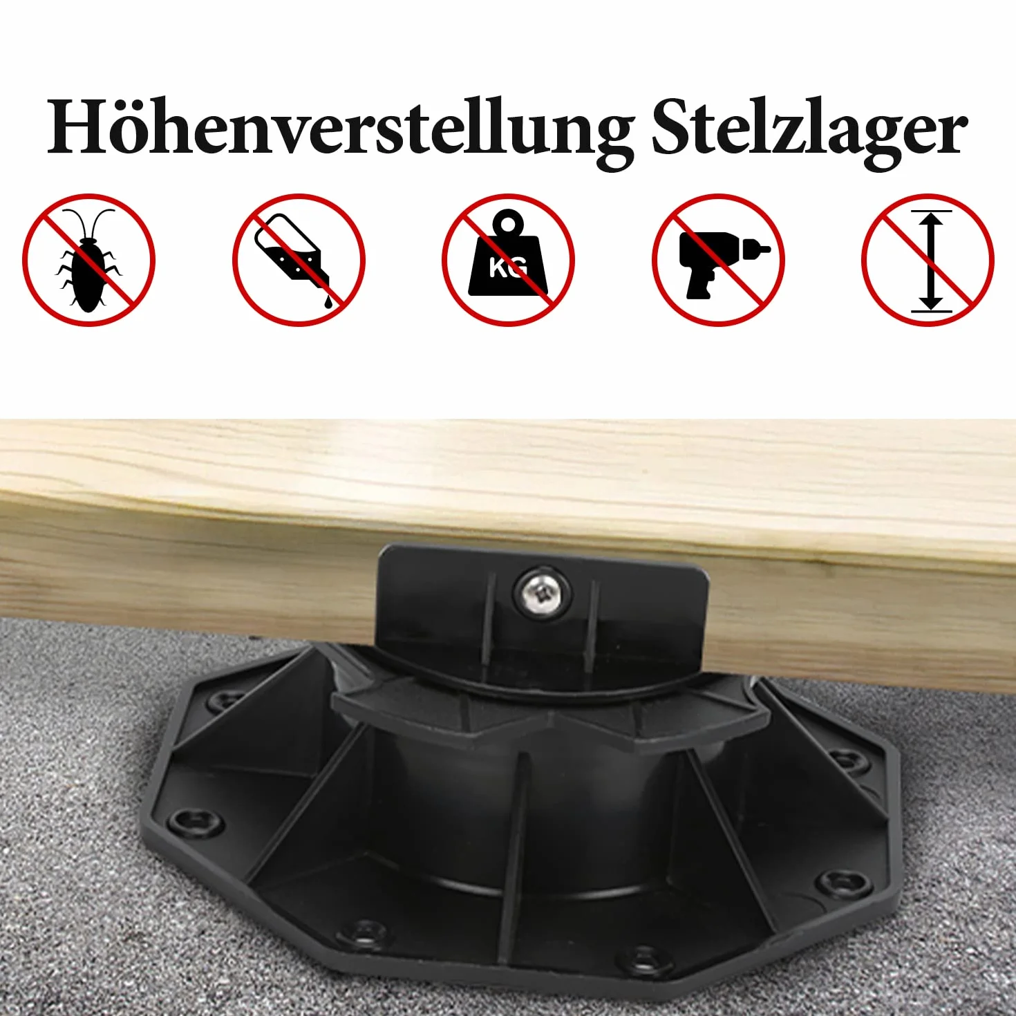Daromigo Soportes para terrazas, 30 unidades, altura regulable, 60-140 mm, patas niveladoras para terrazas de suelo, placas de suelo para terrazas subestructura, WPC