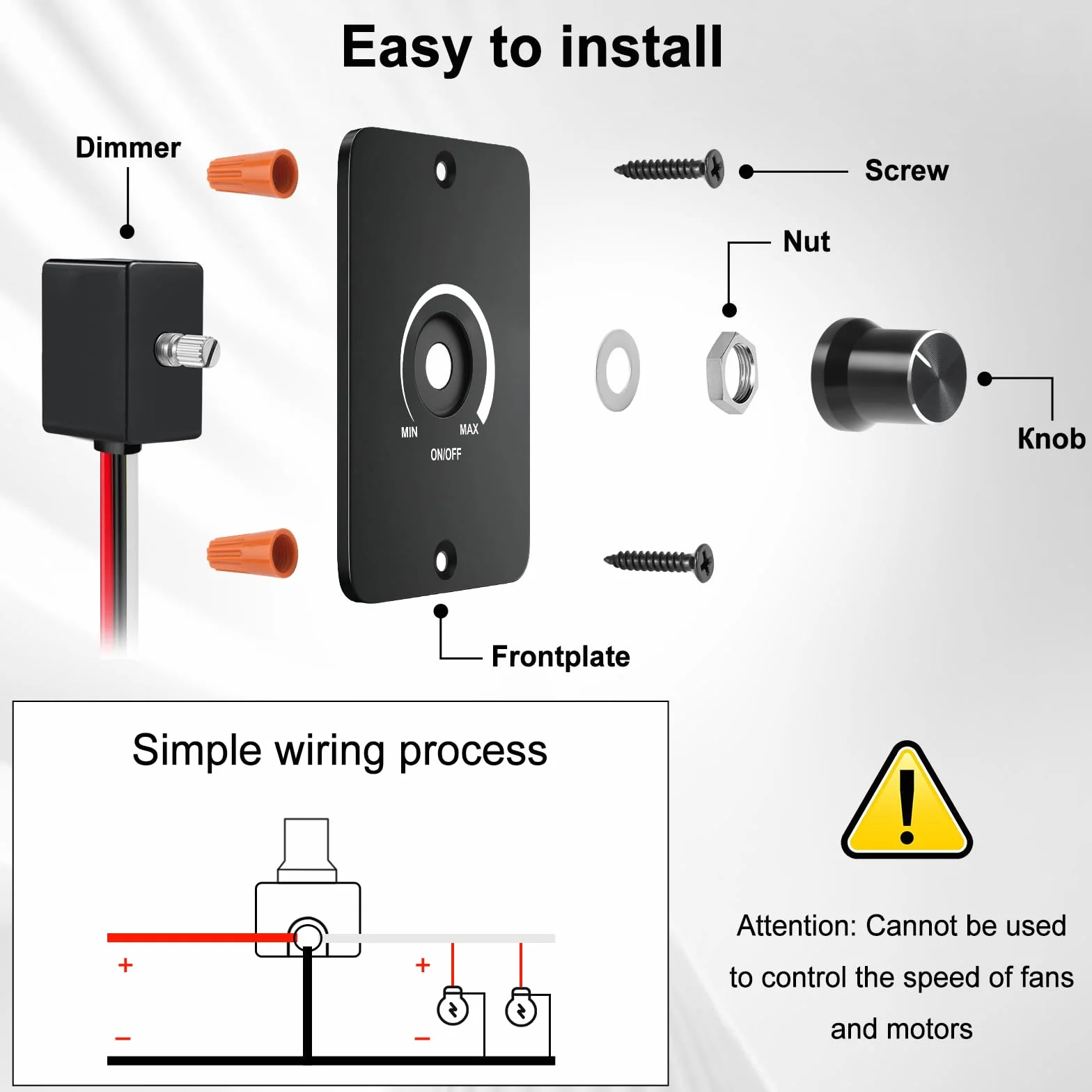 Regulador Intensidad LED DC 12V 5A PWM Dimmer Compatible con LED, incandescentes, halógenas etc, Interruptor Regulador de Luz Regulación de luz sin escalas, Fácil de instalar