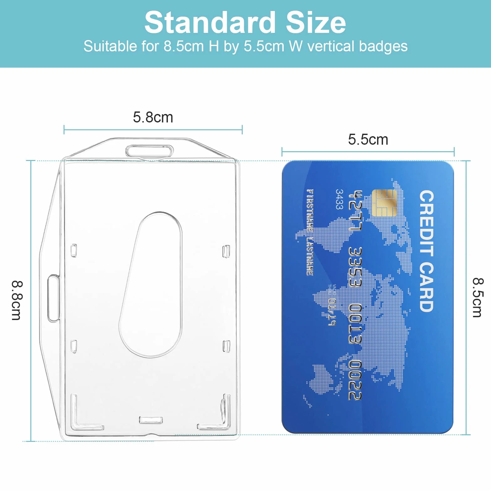 Vicloon Badge Holder, 2 Plástico Duro Transparente, Tarjetas de Identificación Vertical y Horizontal, Protector con Ranura para el Pulgar