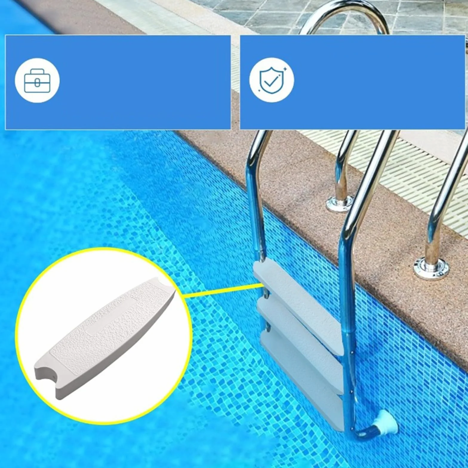 Paquete de 3 escalones de repuesto antideslizantes de plástico con lunares para escaleras de 19 pulgadas de diámetro, piezas de escalera de piscina ABS resistentes con pernos, color blanco