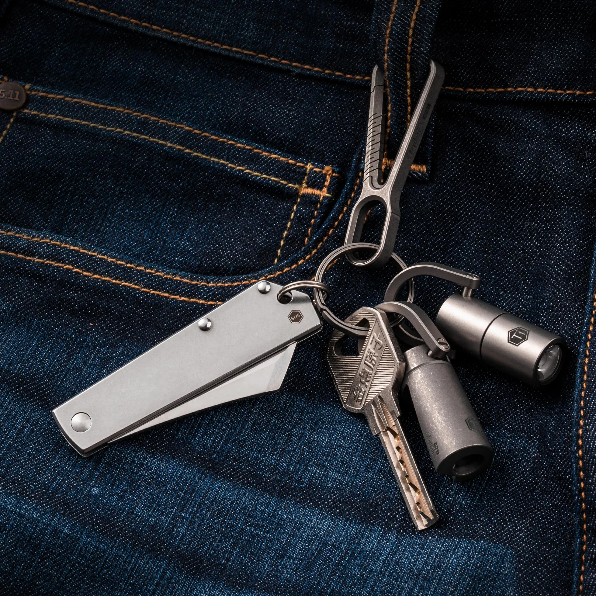 KeyUnity KK03M Cuchillo plegable pequeño Cuchillo de hoja fija, Cuchillo de bolsillo EDC de acero inoxidable para hombres y mujeres