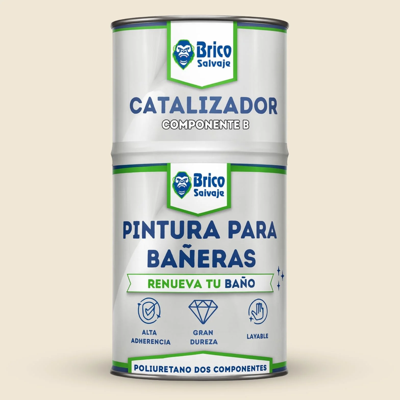 Pintura para Bañeras Acabado SATINADO Dos Componentes 600+150 ML | Fácil Aplicación | Acabado Cerámico | Impermeable (Scarlett beige claro)