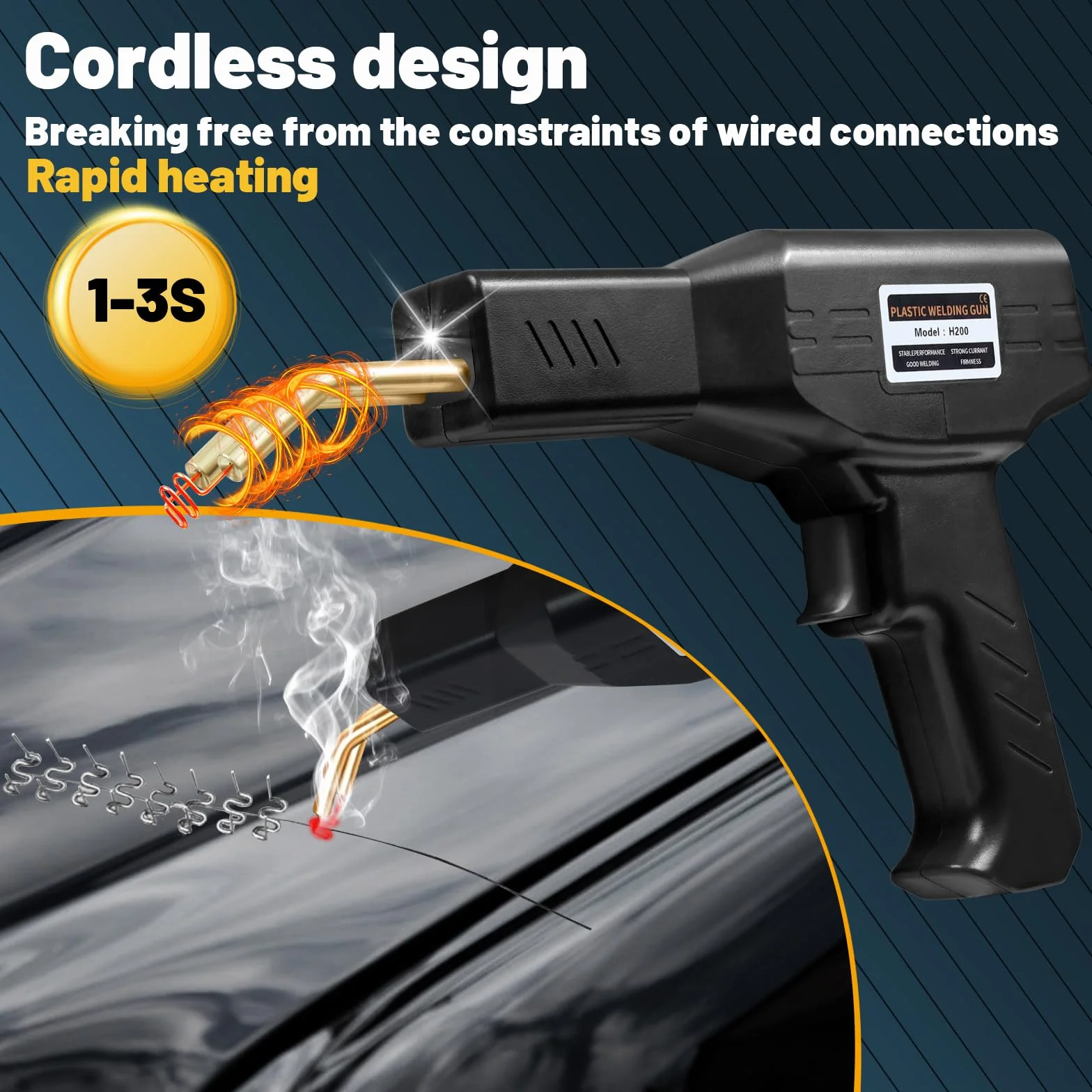 200W Soldador de Plástico, 1050 PCS Hot Stapler 5000mAh USB Recargable Soldadura Plástico Kit, Soldar Plastico para Reparación Inalámbrico de Parachoques de Coche, Para Kayac/Canoa/Plástico Producto