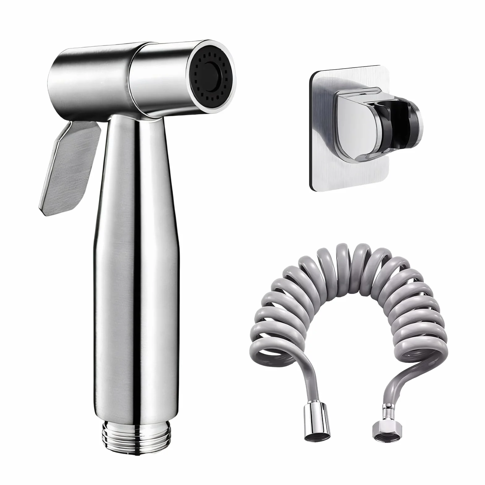 Ducha Bidet Acero Inoxidable, Grifo Portátil para WC Kit Ducha Lavabo, Soporte Adaptador Manguera 2m