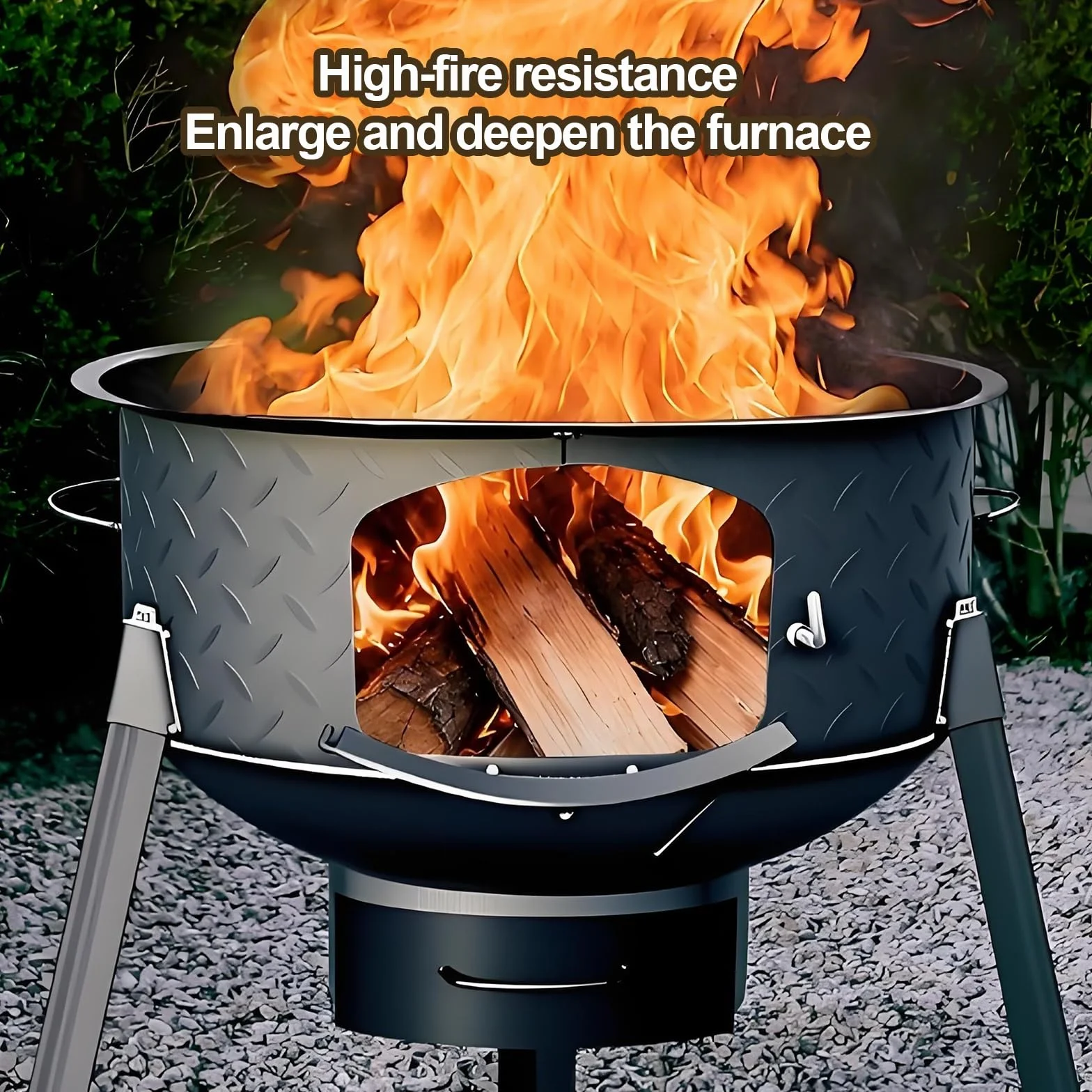 Estufa de Leña de Hierro Fundido Interior y Exterior Estufas de Camping Portátil de Acero Grueso con Patas de 70cm, Estufa Calefactora Multifunción(35cm)