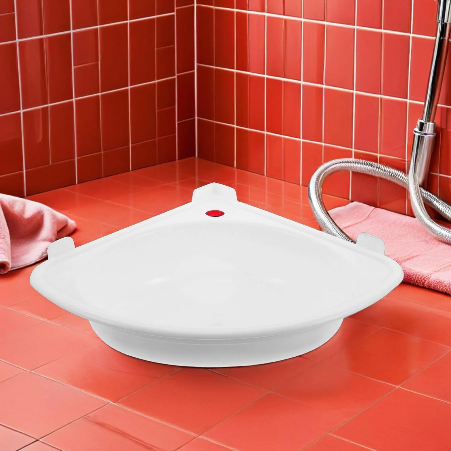 Lavabo triangular de pared de plástico 15,33 x 12,97 pulgadas con orificio para grifo.