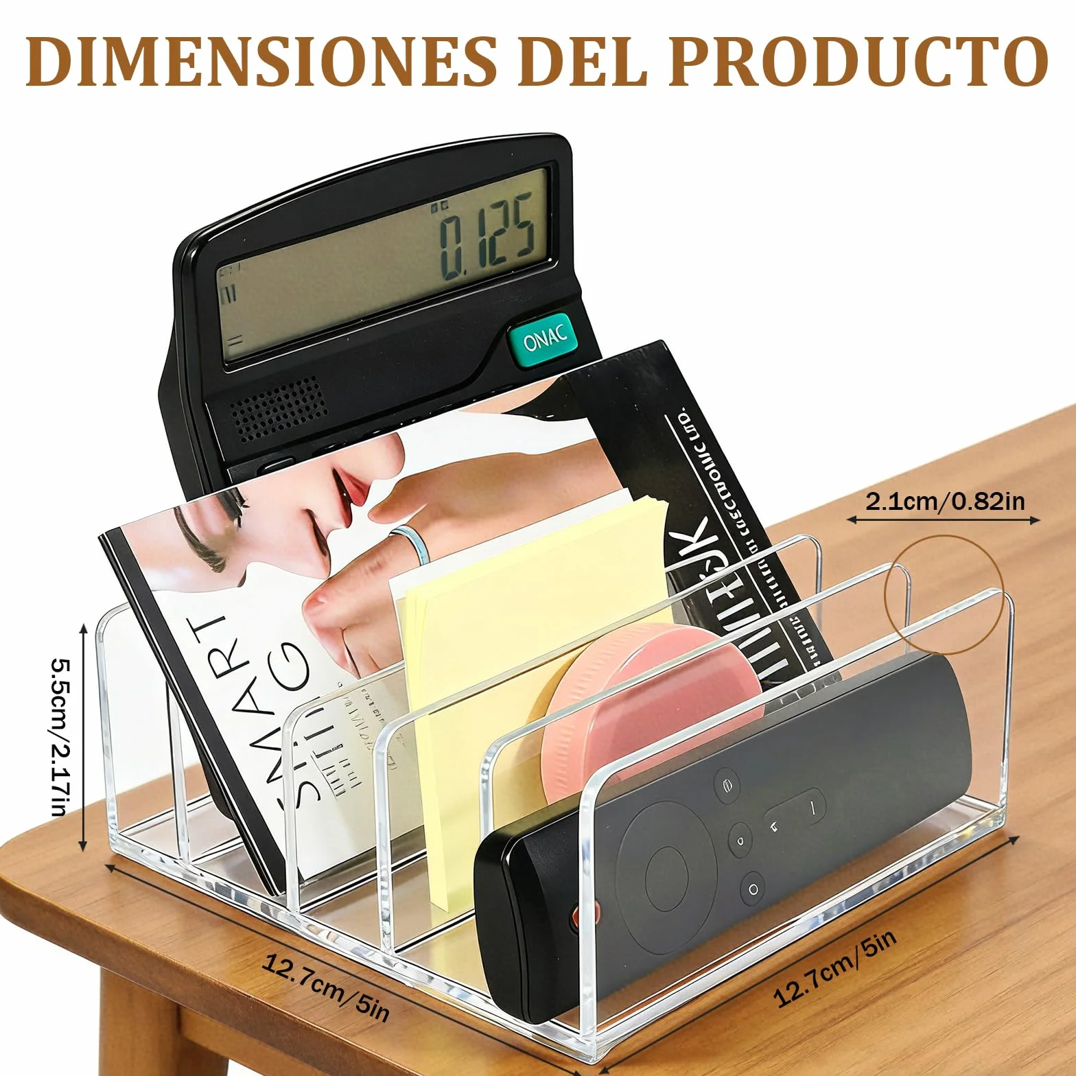 Organizador de Oficina Acrílico Transparente 5 Compartimentos, Bandejas para Papeles Hogar Oficina Escuela