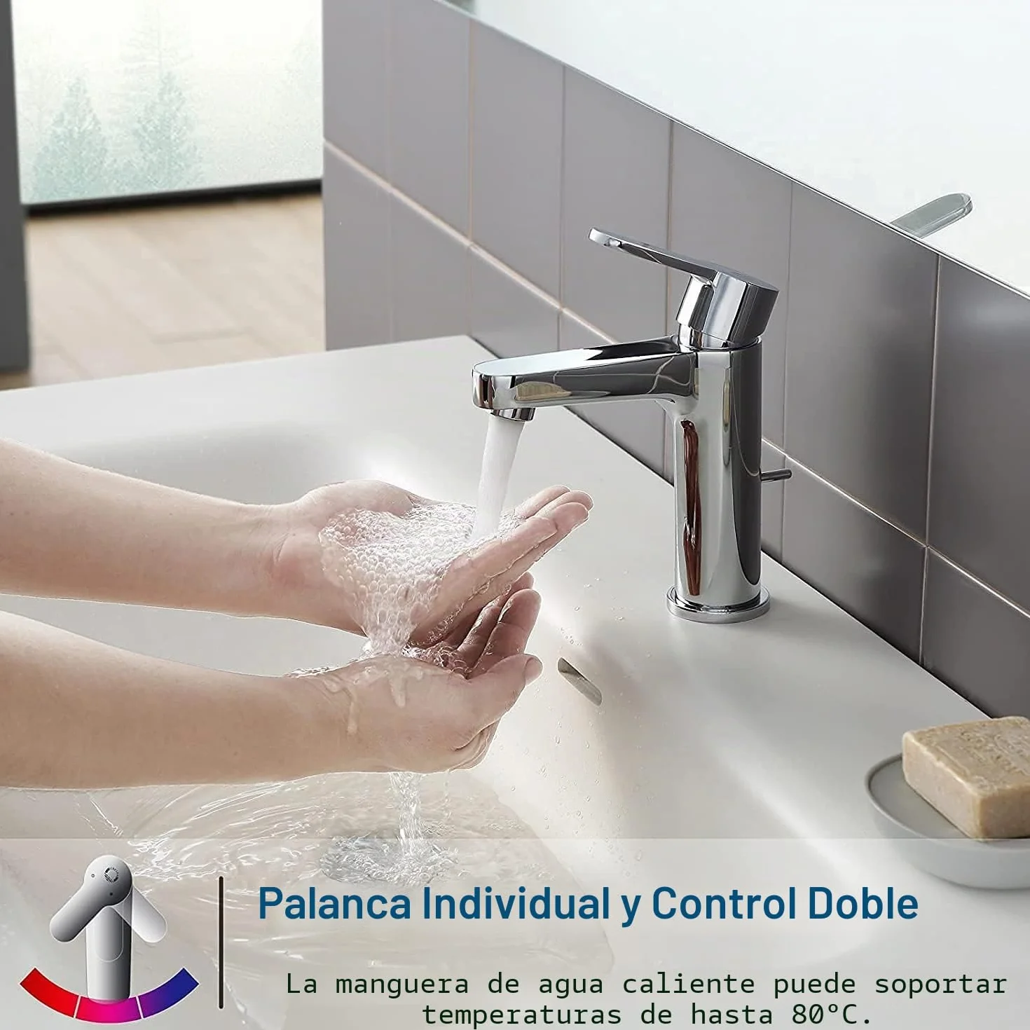 Grifo de Baño Con Barra de Tracción, CECIPA Grifo Lavabo Sencillo, Grifo Baño Cromado, Altura del Caño 112mm, Grifo Monomando Lavabo de Latón, Grifo de Lavabo Diseño Clásico | Grifo monomando para baño, grifo mezclador para lavabo, ahorro de agua