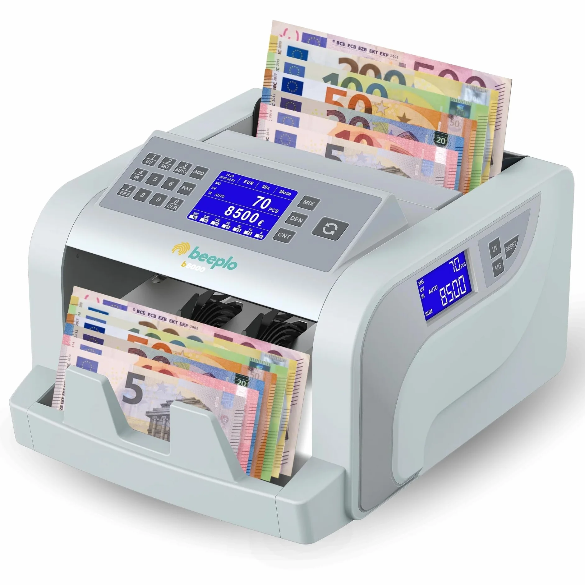 b5000 | Contadora Totalizadora de Billetes EUR | 5 Sistemas de Detección Automática | Precisión Total | Garantía 4 Años