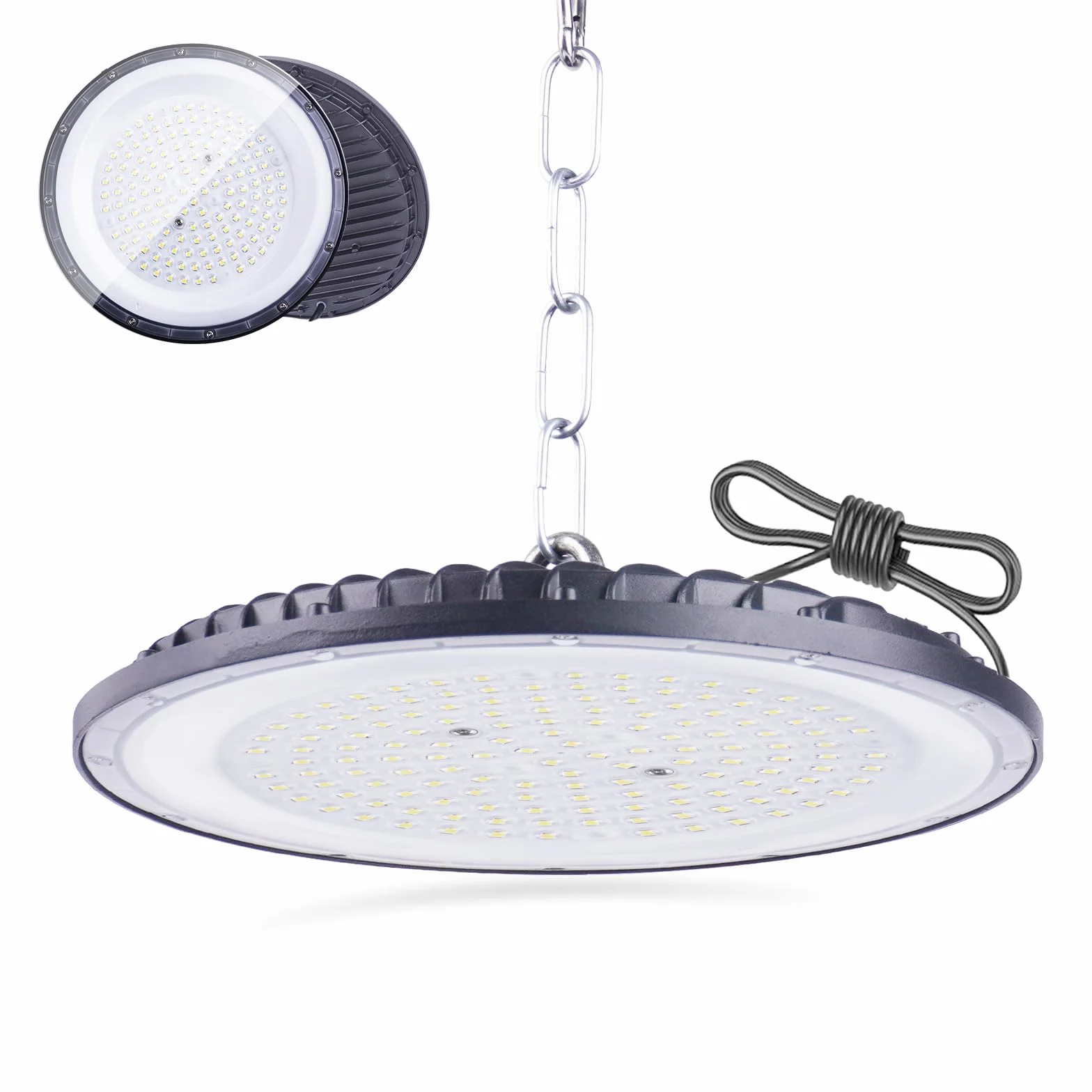 200W UFO LED Lámpara de Alta Bahía, 20000LM Focos Led Interior Techo,6500K BlancaFría IP65 Impermeable Campana LED Industrial,High Bay lampara led techo para Fábrica,Garaje,Taller