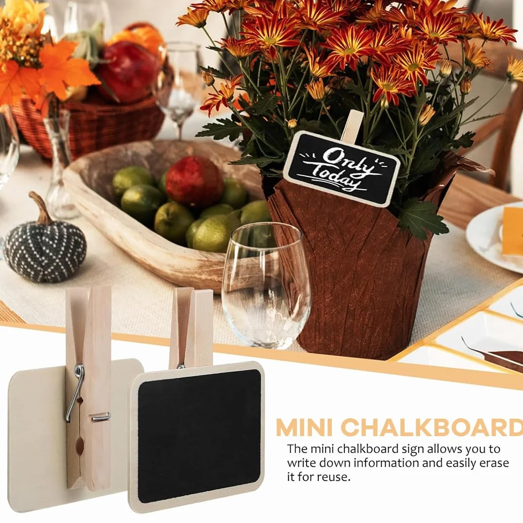 Pinzas de Pizarra Mini Reutilizables con Tiza, Tablero de Etiquetas para Bodas - Pequeñas Pizarras para Escribir
