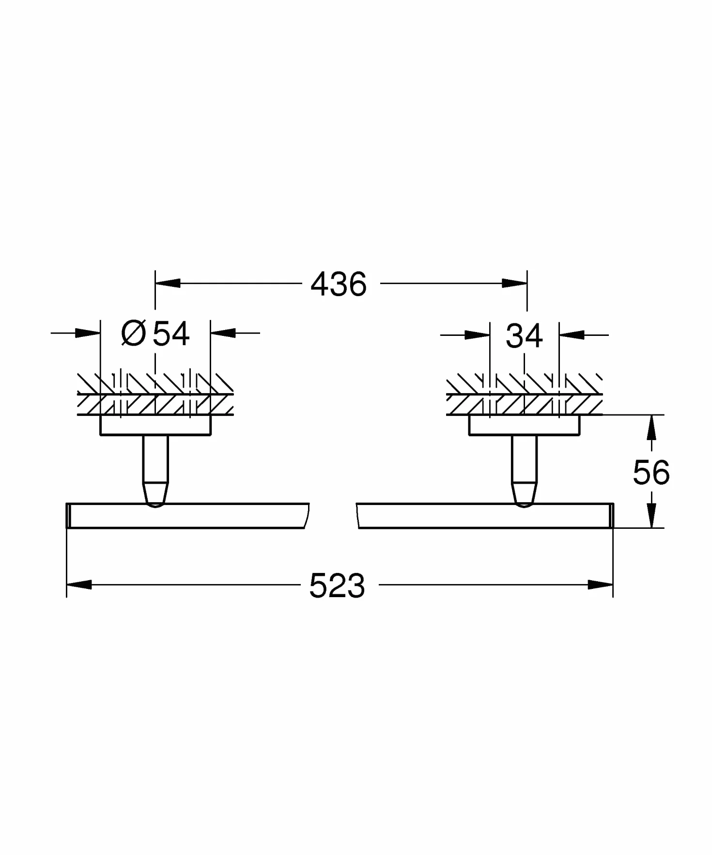 Grohe Start Cosmopolitan QuickFix - Barra de Toallas 52cm, Cromo, para Pegar (Pegamento QuickGlue A2) o atornillar, Ref. 41166000