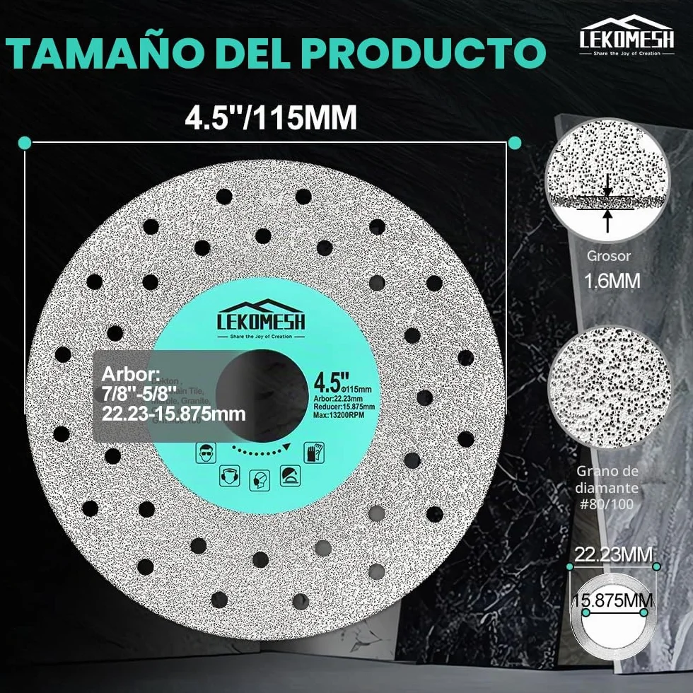 Disco diamante 115 - hojas de corte para vidrio (5 piezas), hojas de corte para granito, muelas de diamante para losas, piedra, azulejos, mármol, granito, hojas de sierra de diamante para vidrio