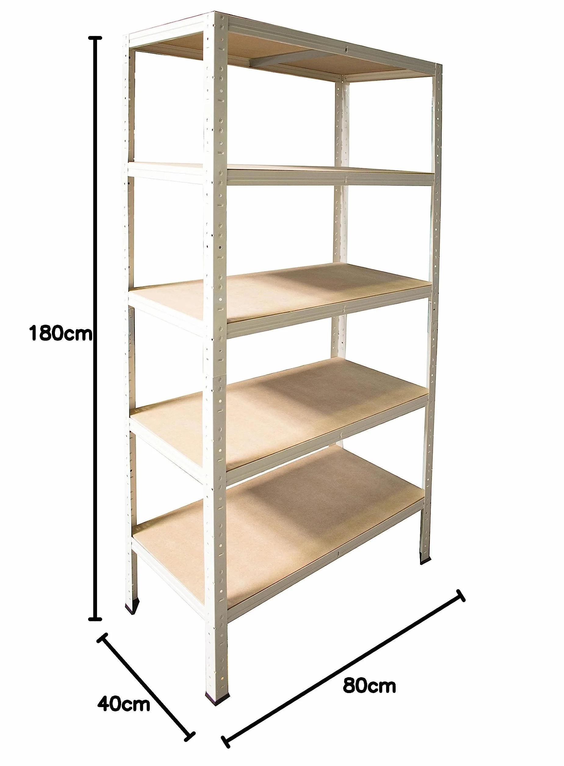 shelfplaza Home 180x80x40 cm Estantería Pesada en Blanca con 5 baldas y 175 kg de Capacidad de Carga por balda