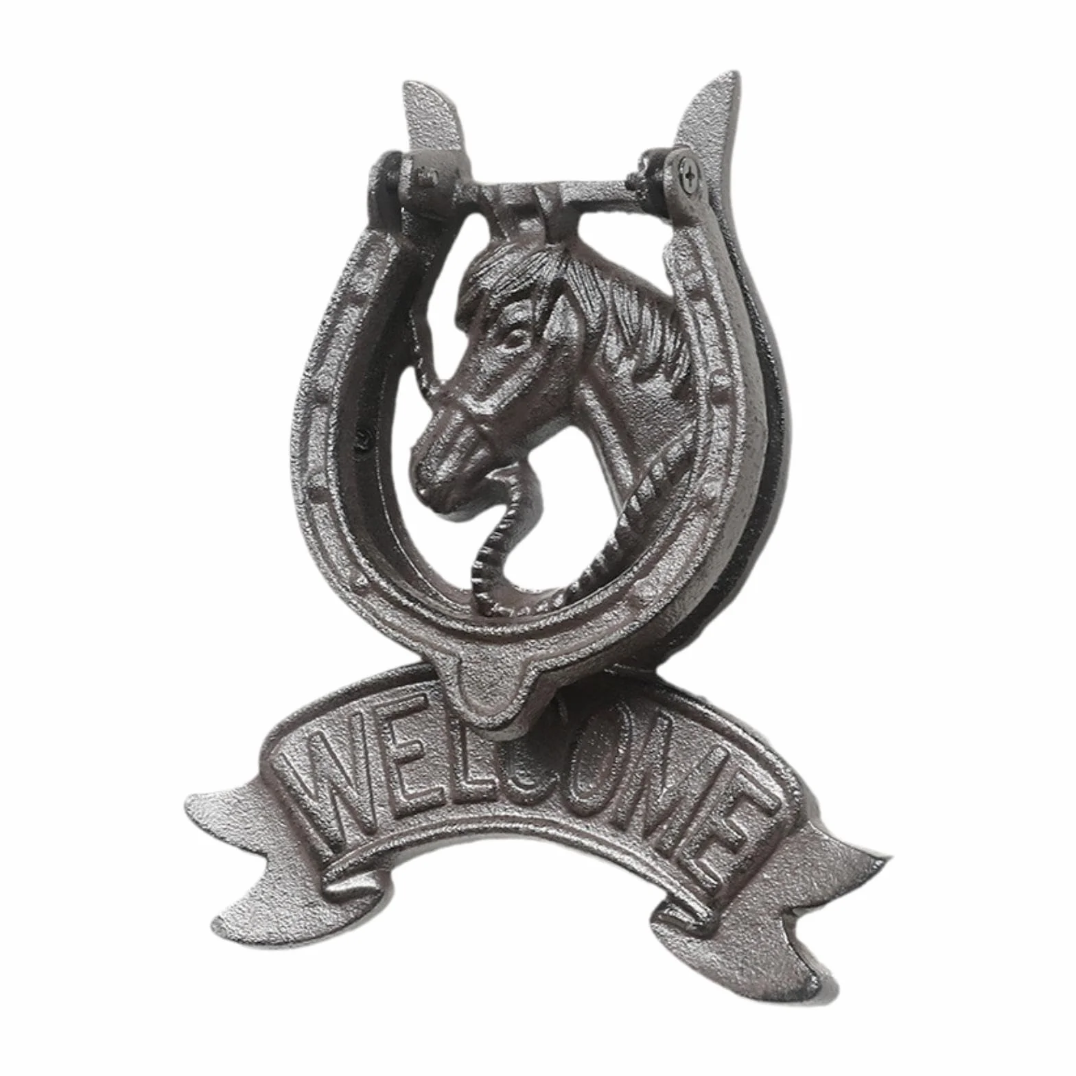 Caballo Cabeza Llamador Puerta Hierro Diseño Vintage Decorativo Robusto Adecuado para Portón Jardín Entrada .5cmx19cm