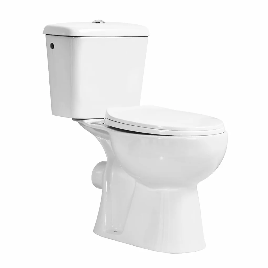 Inodoro Blanco, Wc Inodoro COMPLETO, Retrete para Hogar, Sistema ANTIBACTERIA, Tapa Dura Extrafina AMORTIGUADA, Salida Horizontal