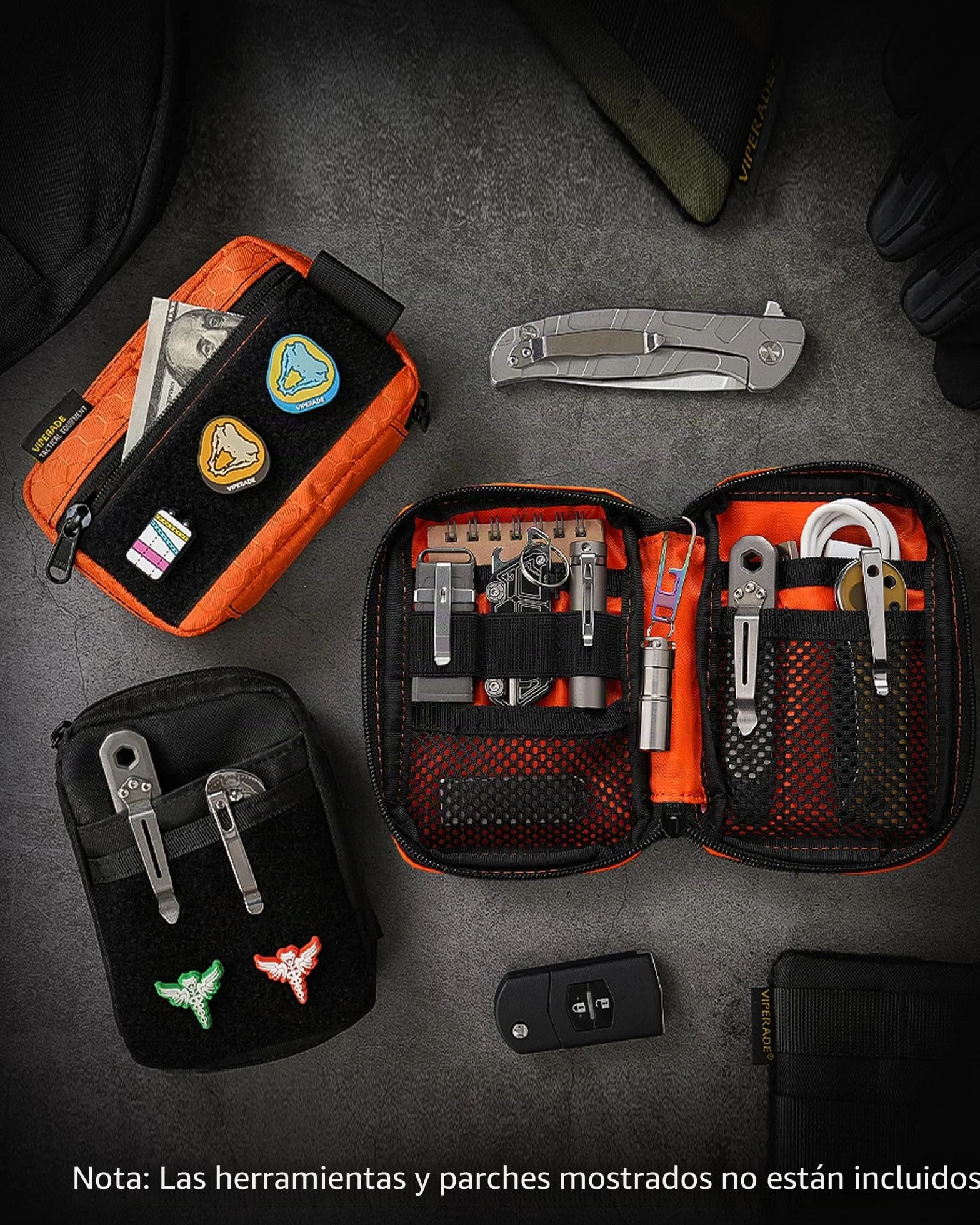 VIPERADE VE26 Bolsa EDC pequeña para Herramientas de Bolsillo y multiherramientas, Organizador EDC con área para Parches para Equipo EDC