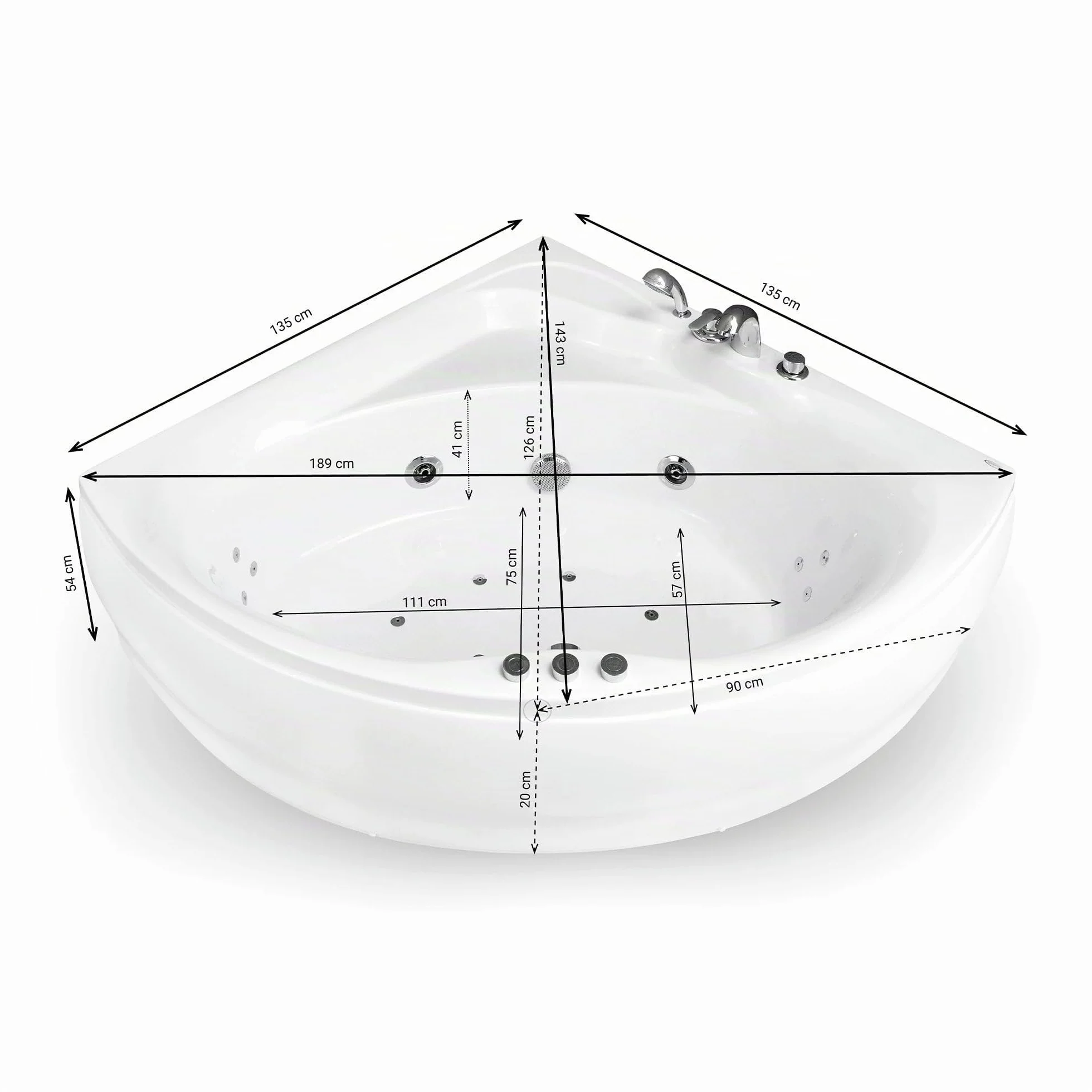 SPALINA Maldives Jets - Bañera de hidromasaje Clásica L. 135 x l. 135 cm