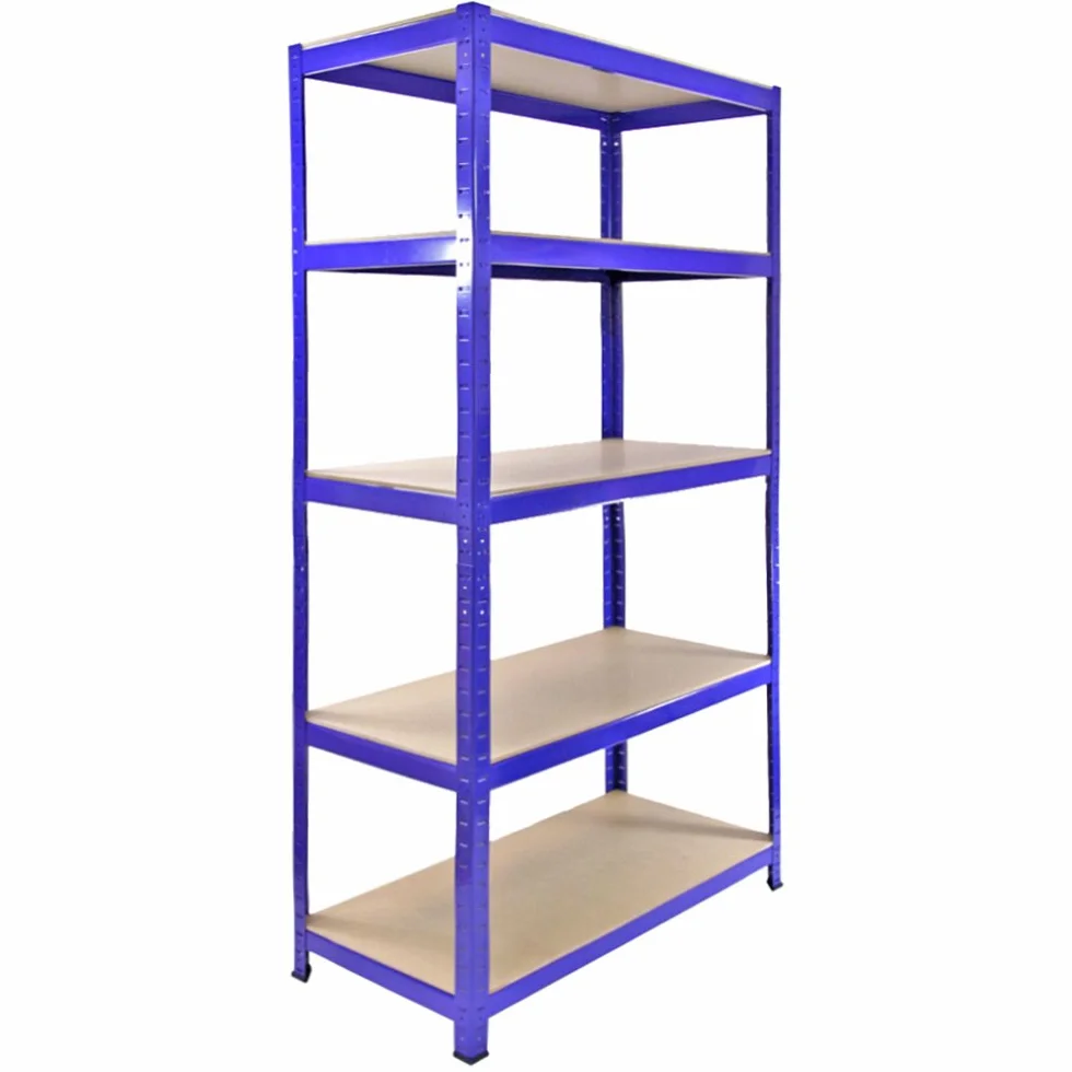 3 Estanterías Azules Metalicas T-Rax Sin Tornillos 90x45x180cm con 5 Estantes Baldas Repisas Capacidad Peso 280kg por Estante Almacenamiento Almacenaje Herramientas Taller Garaje + Mazo de Goma GRATIS