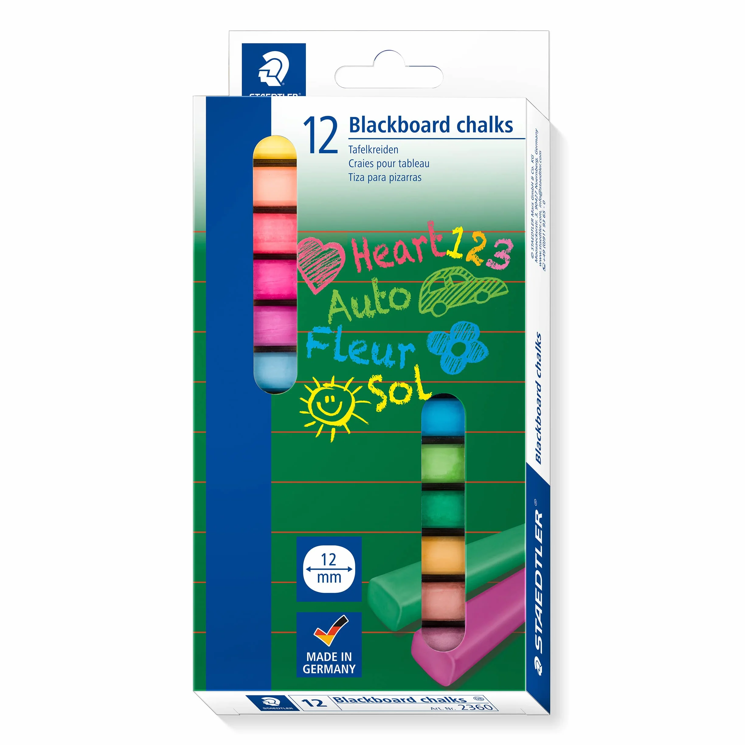 STAEDTLER Noris Club 2360 Tizas de colores para pizarra, 12 colores