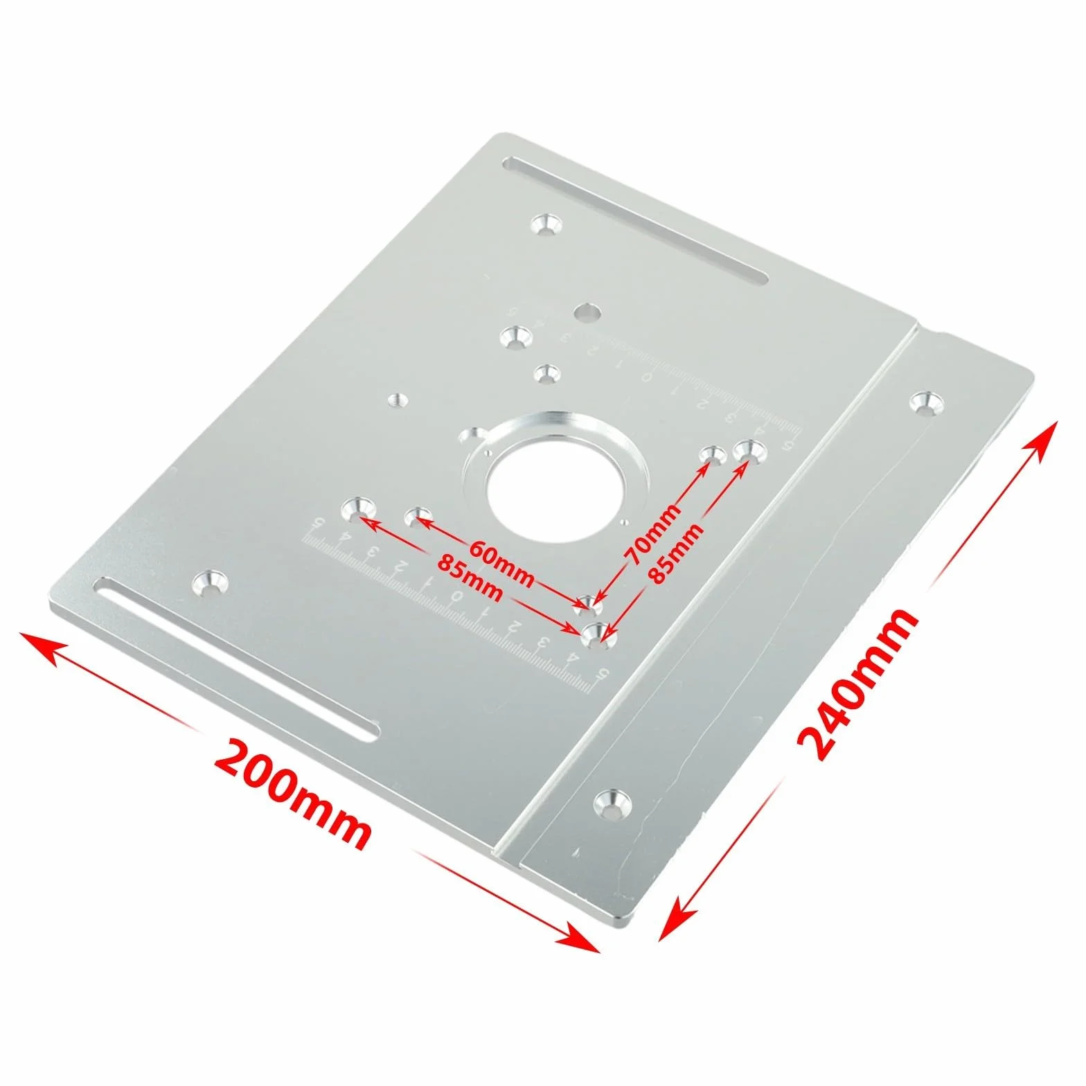 Placa de inserción anodizada de la tabla del router y resistente al desgaste, 85X85mm/60X70mm