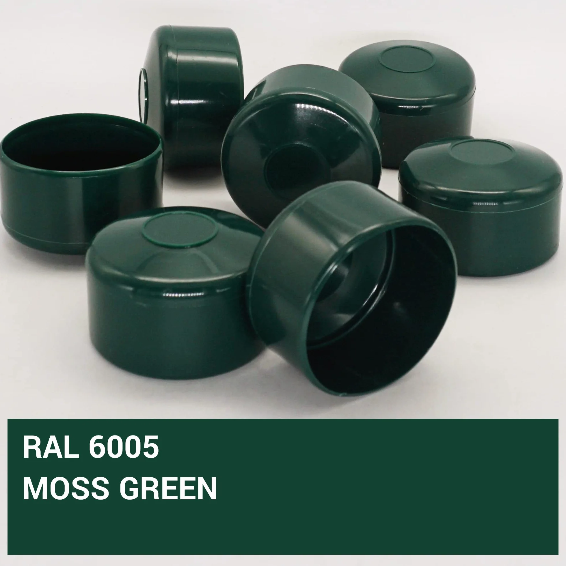 SKIR'CO (30 piezas) Tapas de postes de valla, tapas redondas de plástico verde de 48.3 mm para postes redondos de pared gruesa, cubiertas de postes de valla, verde musgo RAL 6005
