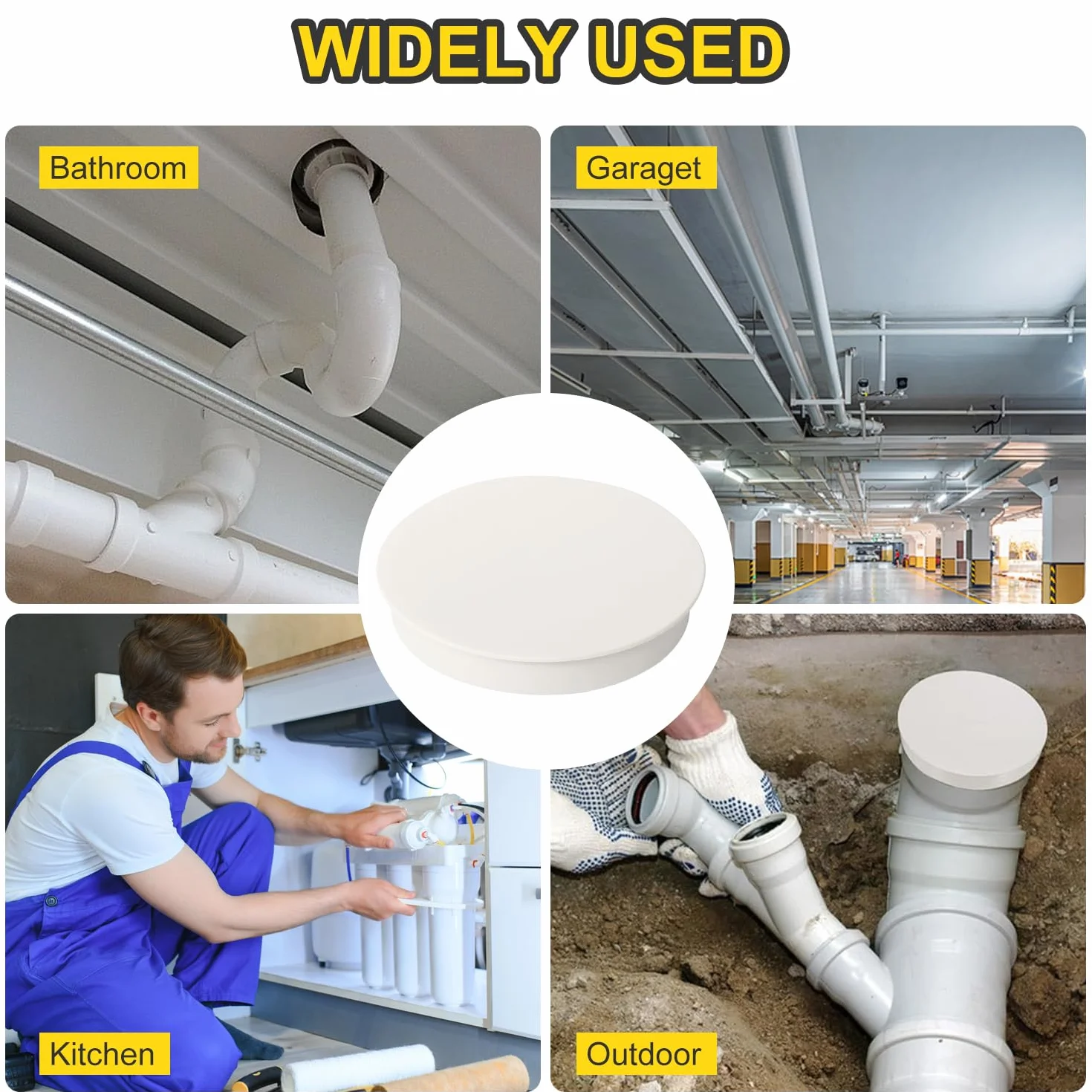 Tapón Decorativo de PVC Ø 75mm 4PCS Cubierta de Tubo de Ventilación Tapa Final de Bloqueo Interior para Tubería de Alcantarillado Protección (DN75)
