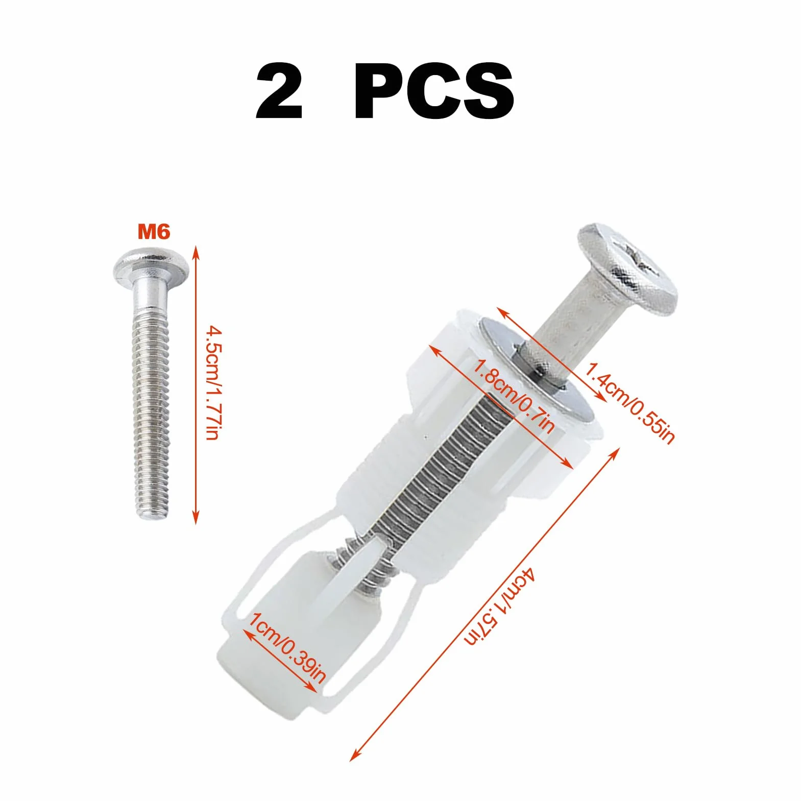 Tornillos Tapa WC Universal Nailon Fijación Bisagra Asiento Inodoro 2 Piezas