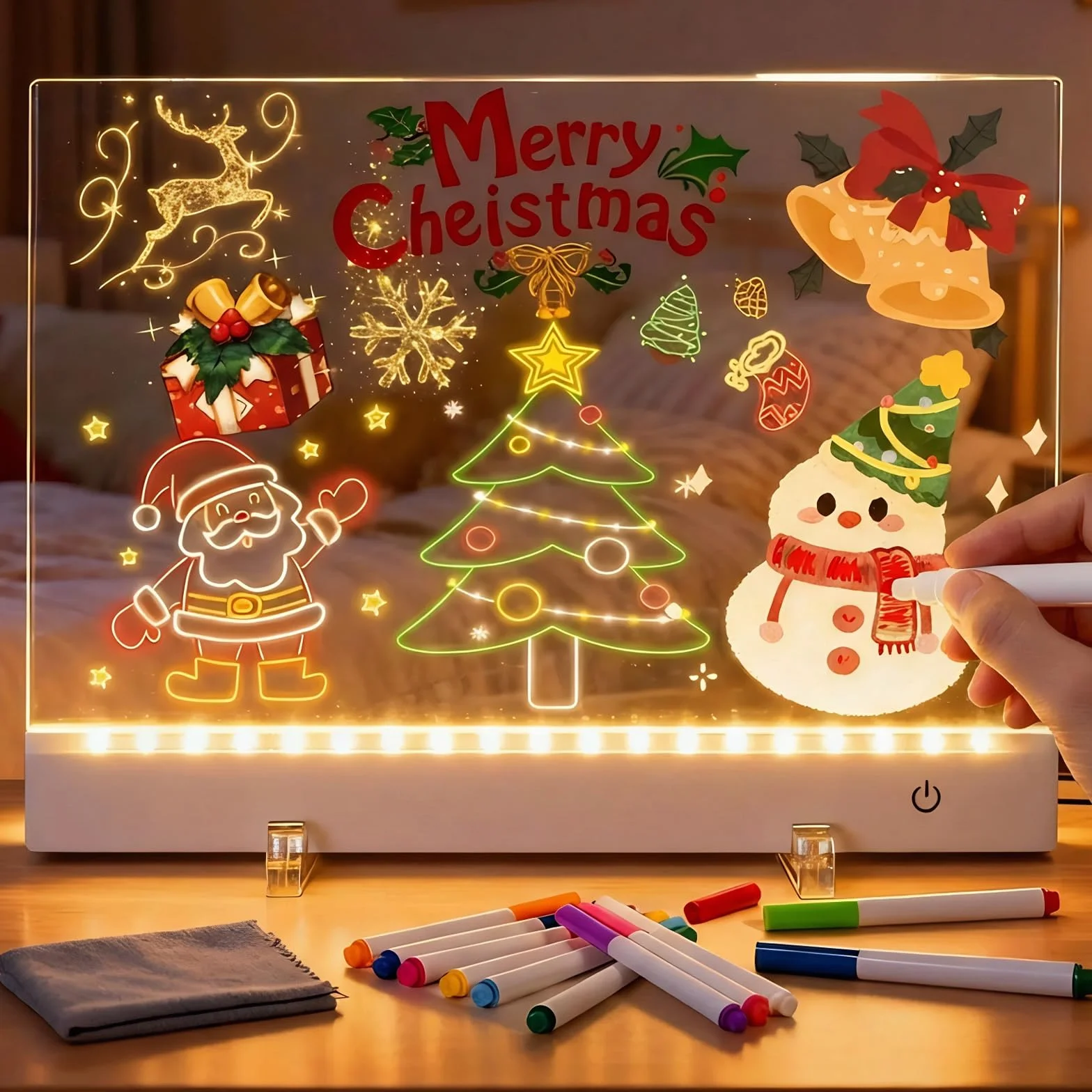 Tablero acrílico luminoso LED mensaje 12 colores bolígrafo regalo niños adolescentes