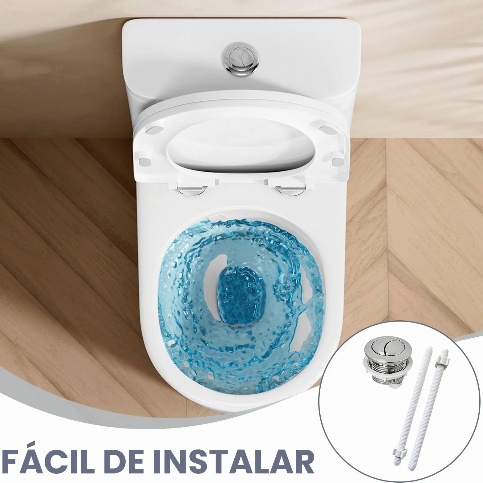 Pulsador cisterna, Botón de Cisterna Universal Rock para Inodoros de Doble Descarga, Accesorio de Baño Resistente y Duradero, Instalación Fácil y Rápida, Incluye 2 Palancas de Control