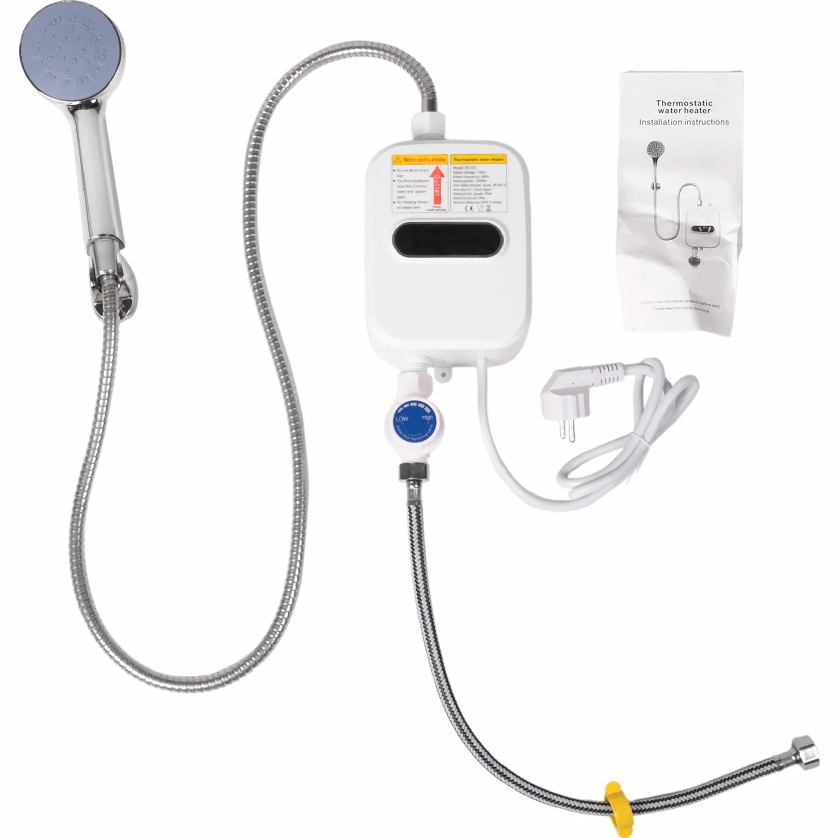 Calentador instantáneo de ducha de 220 V para cuarto de baño, 3500 W, pantalla digital, enchufe de la UE