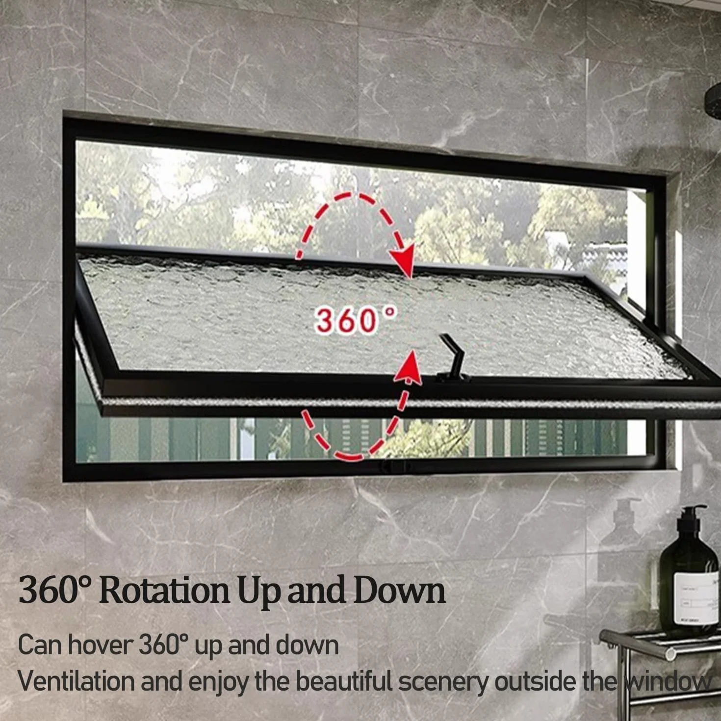 Ventanas Transparentes Giratorias de 360° con Manijas, Vidrio Templado de Montaje Empotrado, Ventana Doméstica con Cerradura para Baños, Garajes y Lofts,Blanca,40×60cm