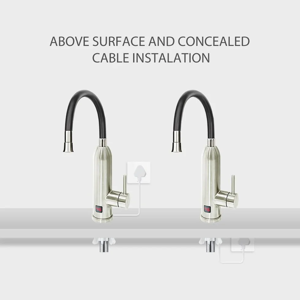 HOGART Grifo Eléctrico Con Calentador de Agua 230V - Para Cocina, Jardín, Baño, Caravana, Camping - Calentador Inteligente Instantáneo