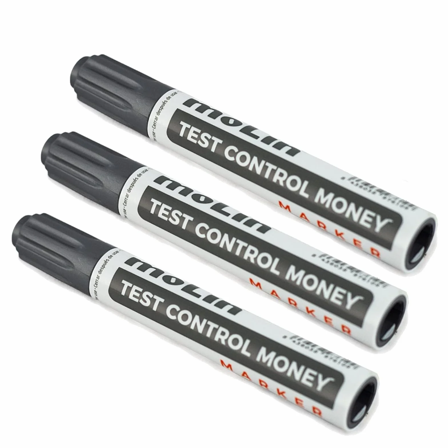3 Uds Detector Billetes Falsos - Fabricado en España - Apto para Todos los Billetes de Euros, Dólar, Libras, etc. - Tinta Duradera - Rotulador Contador de Billetes - Supermercado Tienda Cajero Dinero