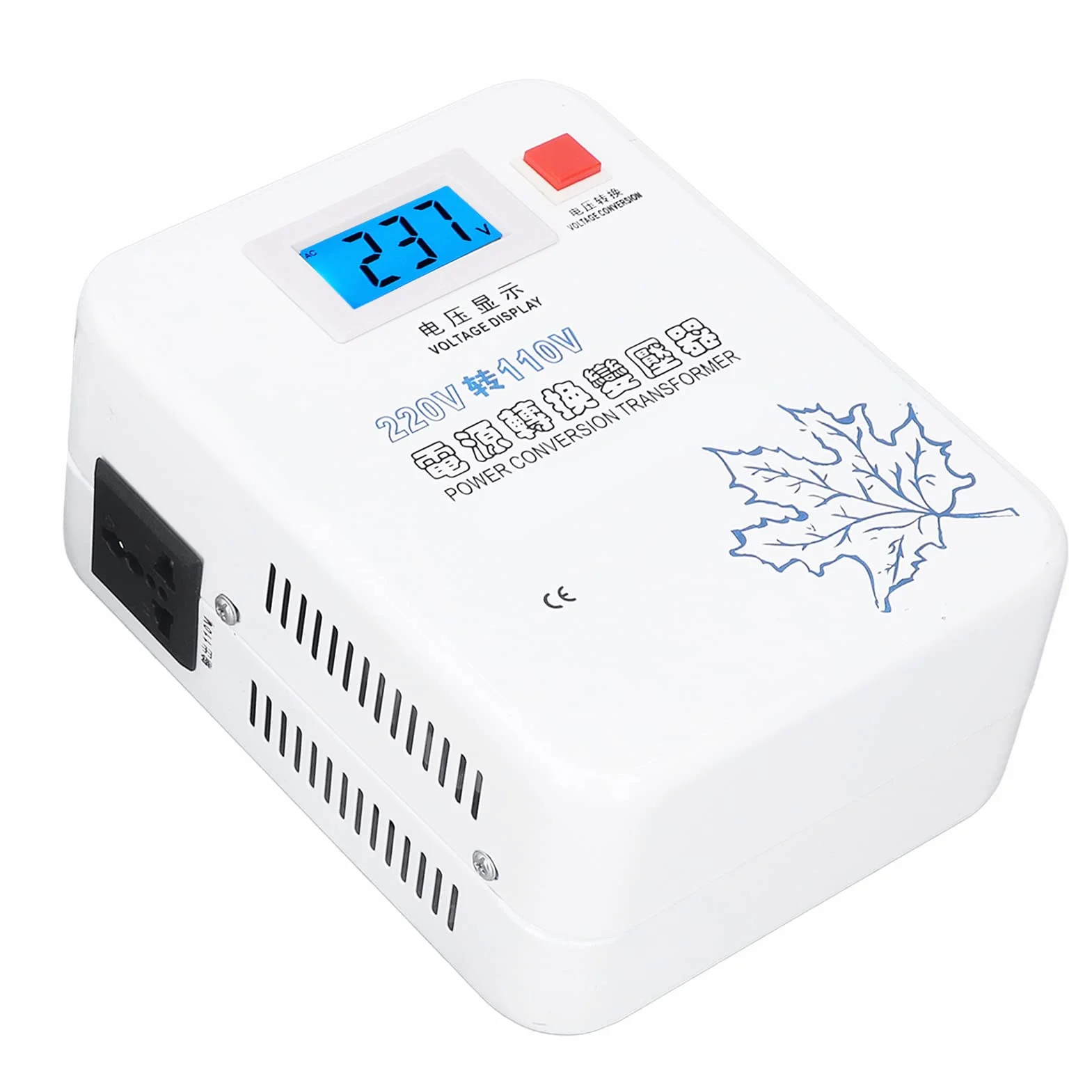 Transformador de Voltaje, Protección de Circuito Refrigeración Convertidor de Potencia Reductor de Baja Frecuencia Monofásico 220V a 110V para Aparatos Eléctricos (Enchufe de la UE)