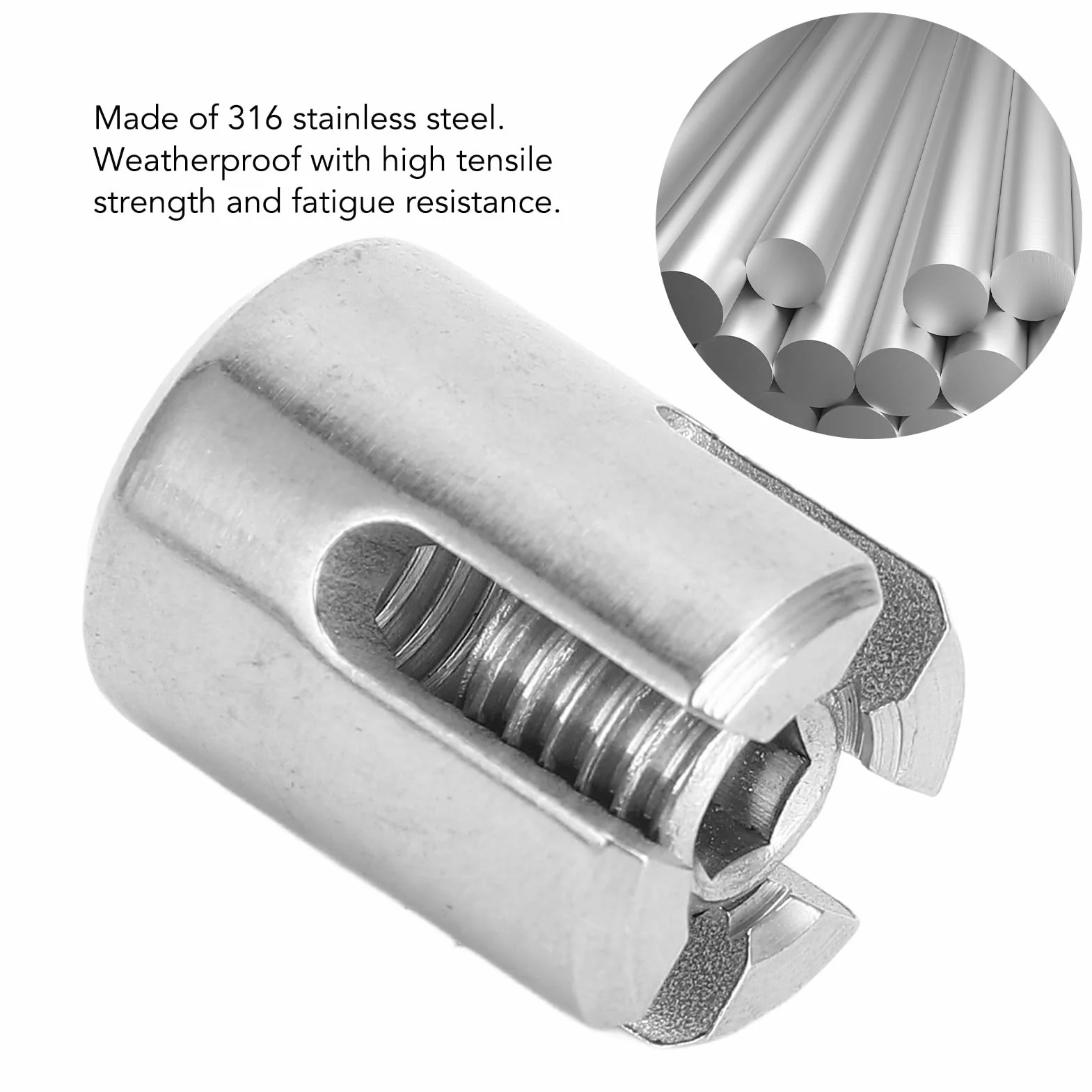 Akozon Abrazadera de Cable Cruzado de 10 Piezas Sujetador de Abrazadera de Barandilla de Alambre de Acero Inoxidable para Interior y Exterior 10 Piezas de Cable Cruzado (M10 4mm)