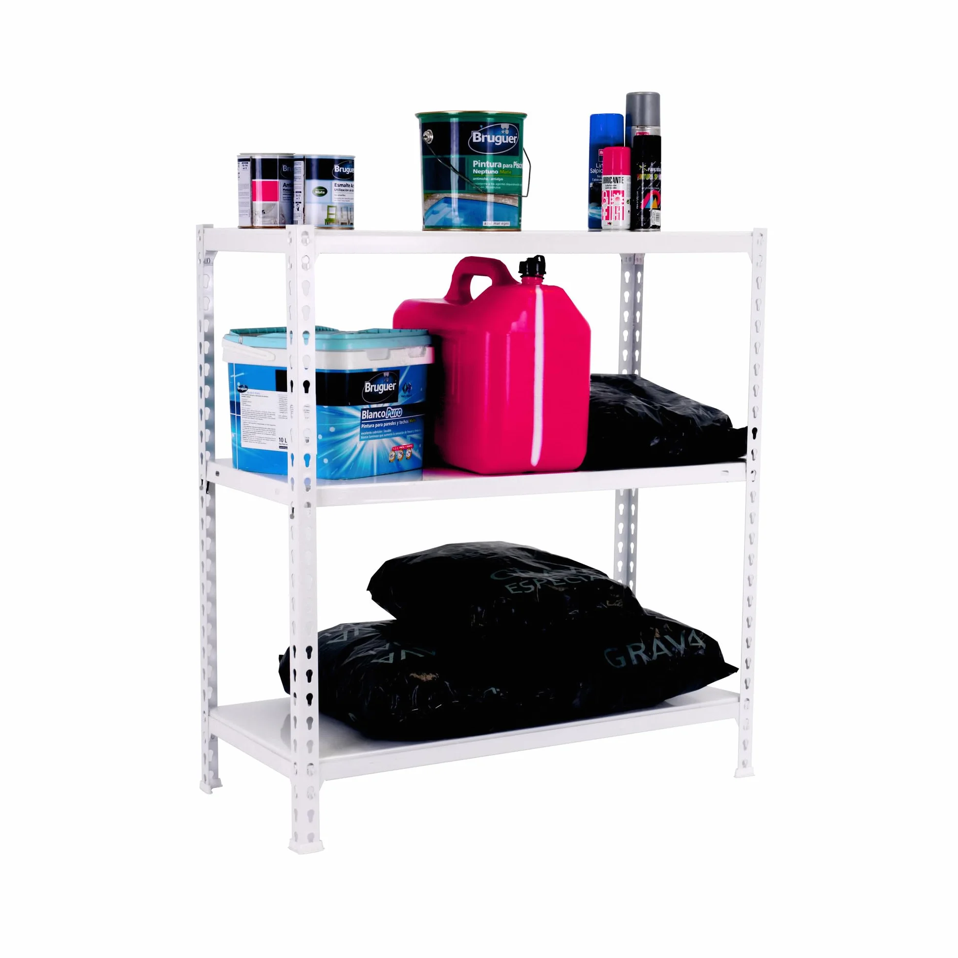 Simon Rack Estantería Metálica, 90x100x40 cm, 3 Alturas, Bandeja Metal, 70 kg de Punto Flexión, Estanterías Almacenaje, Blanco - Ecoclick