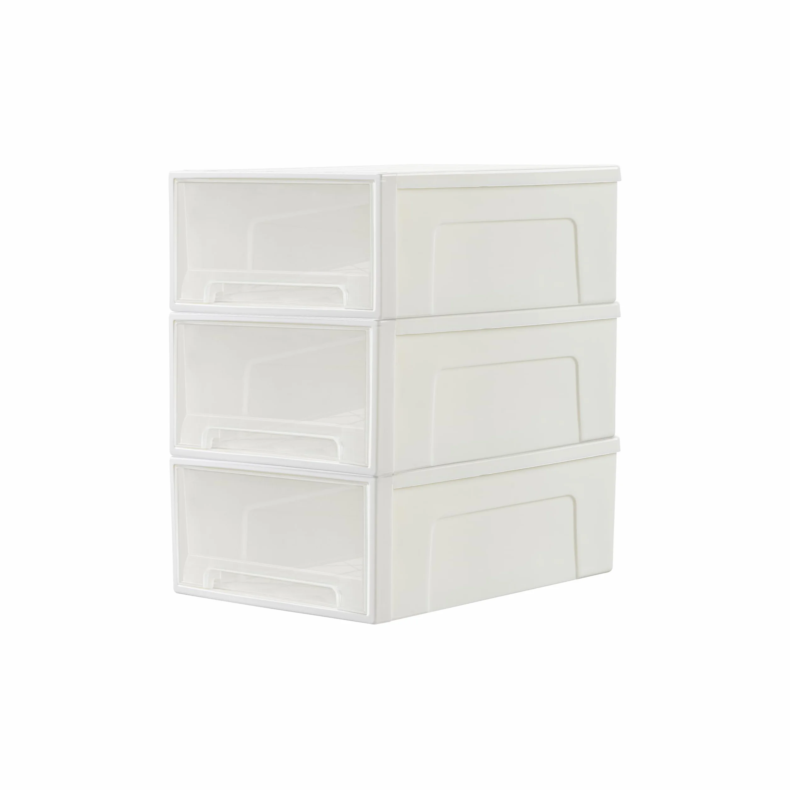 Cetomo 14L*3 Cajones de Almacenamiento de Plástico, Torre Apilable para Escritorio, Blanco Transparente