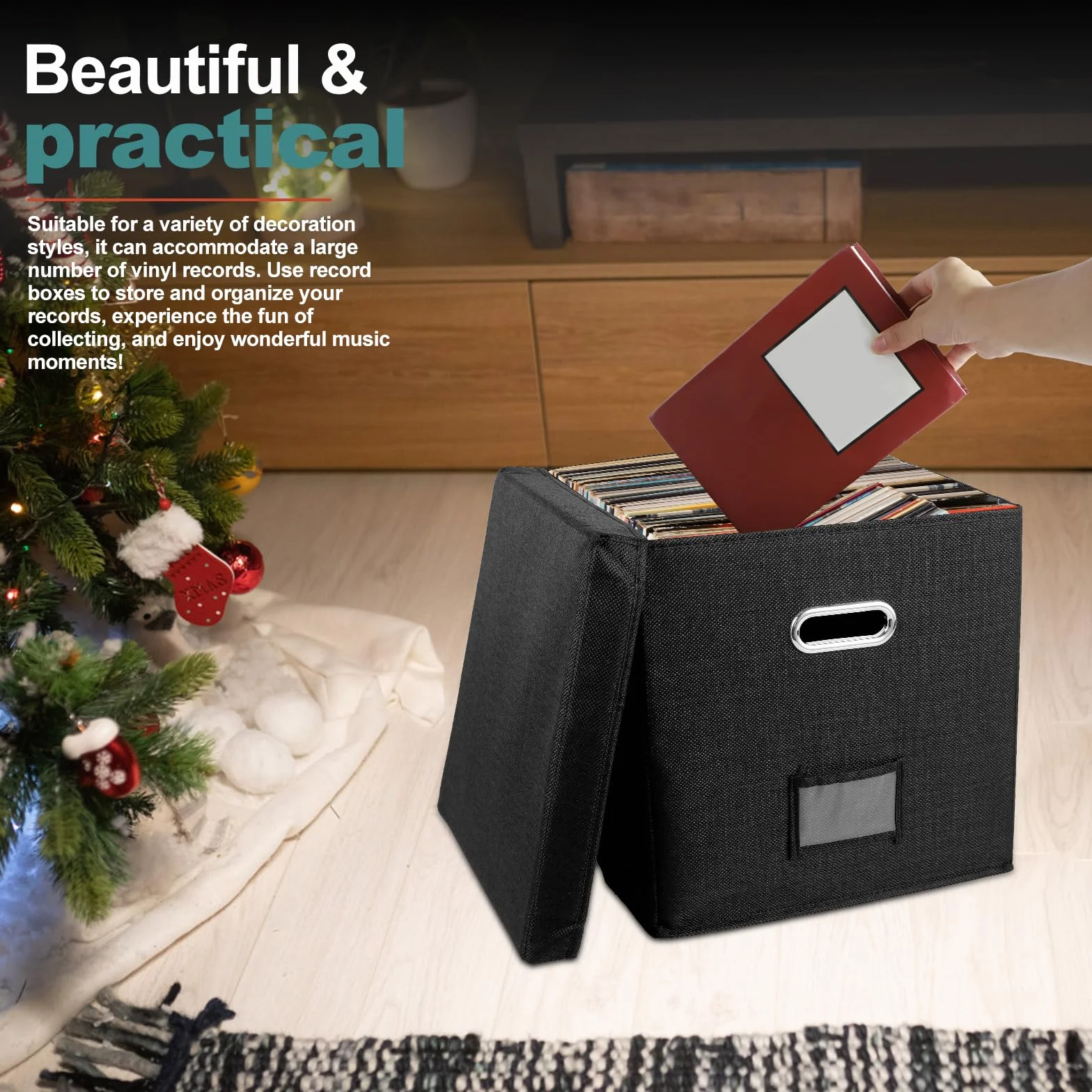 Caja de almacenamiento para discos de vinilo 33 x 33 x 33 cm organizador para álbumes LP
