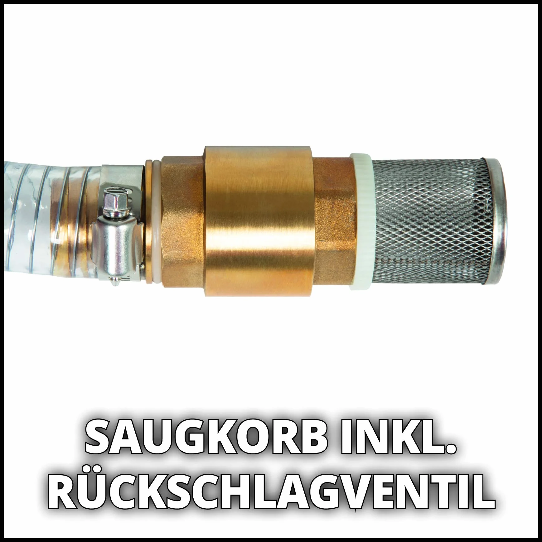 Manguera de succión Einhell original 4 m (Accesorio para bombas, longitud 4 m, conexión de latón 42 mm 1 1/4 pulg. rosca hembra, manguera reforzada con alambre de acero)