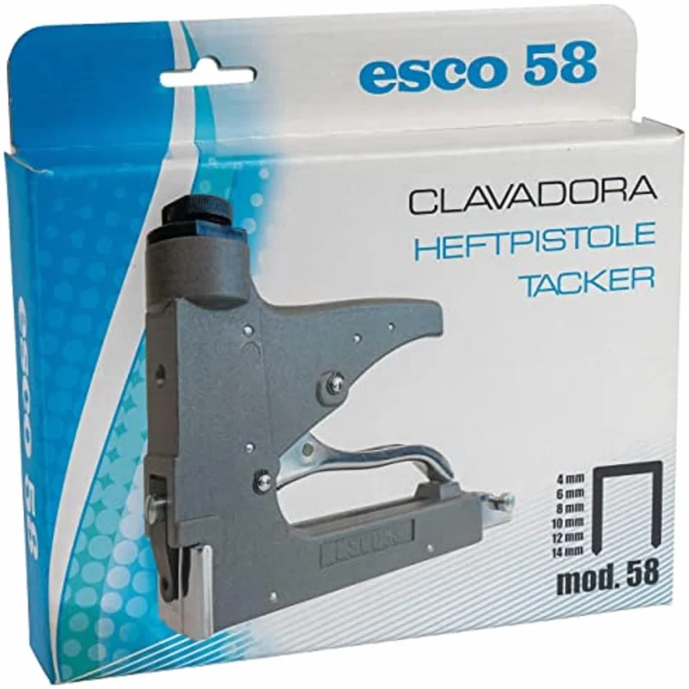 Esco 58 - Grapadora manual para tapicería, resistente con palanca de tracción, para grapas tipo 58, 4-14 mm