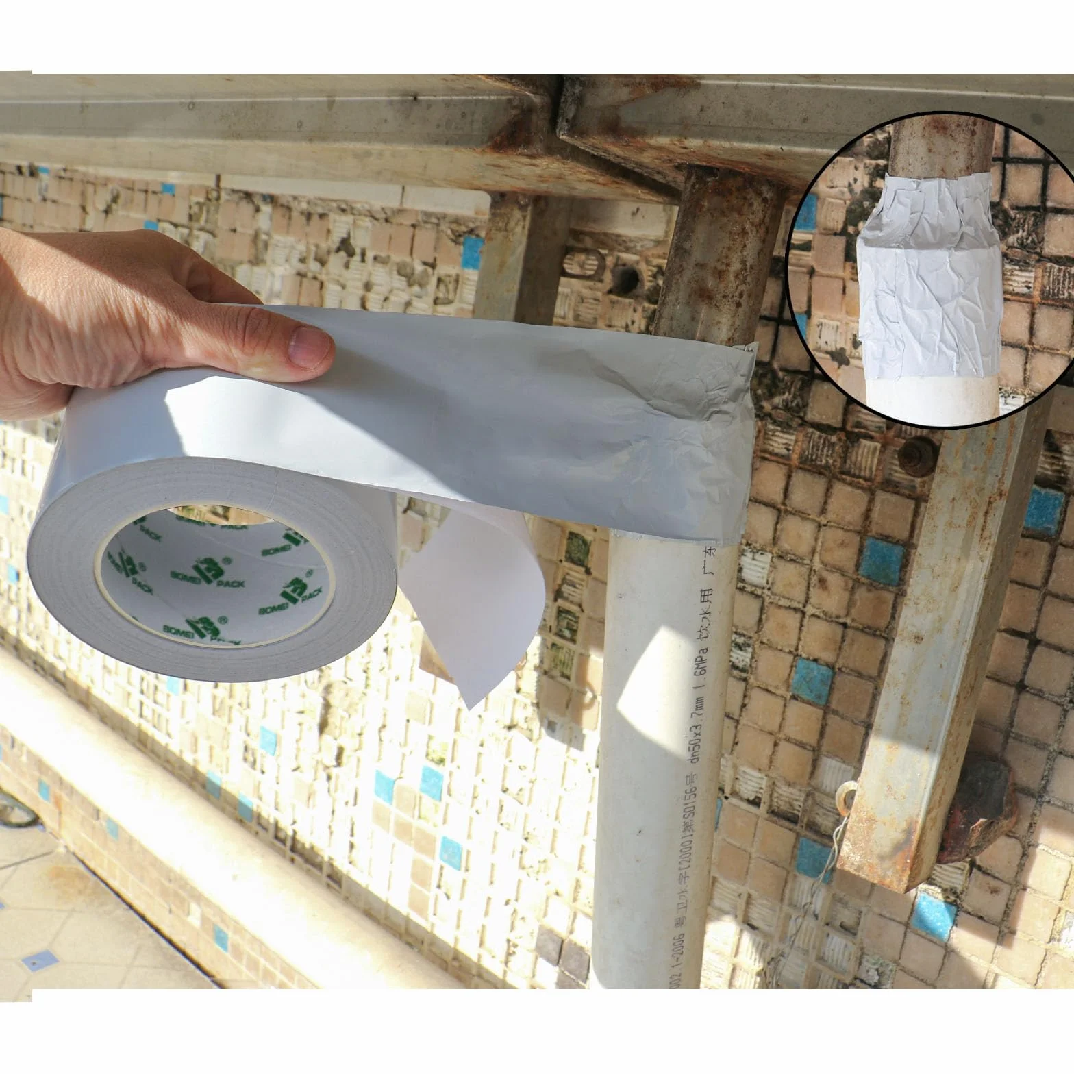 BOMEI PACK 2 rollos de cinta de aluminio blanco de 50 mm x 50 m, resistente al calor, cinta de lámina de alta temperatura, 2 pulgadas, reparación de tuberías aislantes, calefacción, ventilación