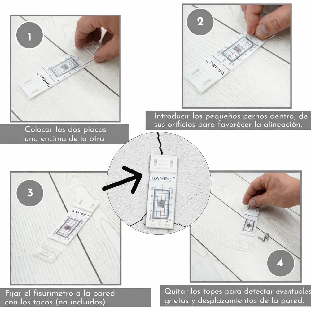 3 Piezas - GAMBC® Fisurometro grietas - Medidor Manual de Grietas en Paredes - Para Medir y Registrar Lesiones y Grietas en Superficies Planas de Mampostería