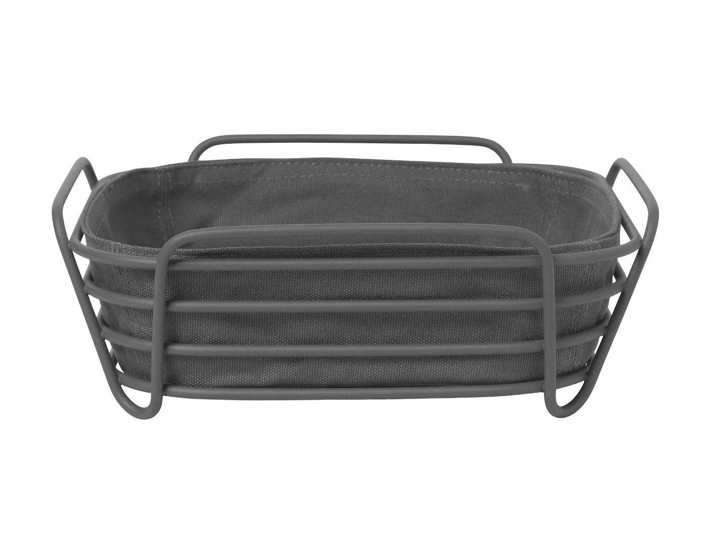 Blomus Panera de Acero con Recubrimiento de Polvo y Bolsa de Tela de algodón, Negra