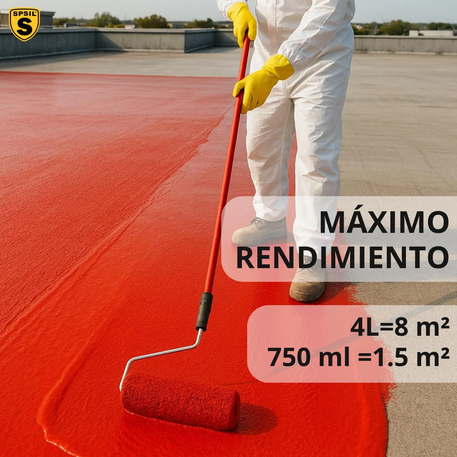 SPSIL Pintura Impermeabilizante Transparente - Previene las filtraciones de agua - Para Tejados, Cubiertas, Terrazas, Azoteas, Fachadas y Muros Exteriores (4 L) (Transparente, 4000 ml)