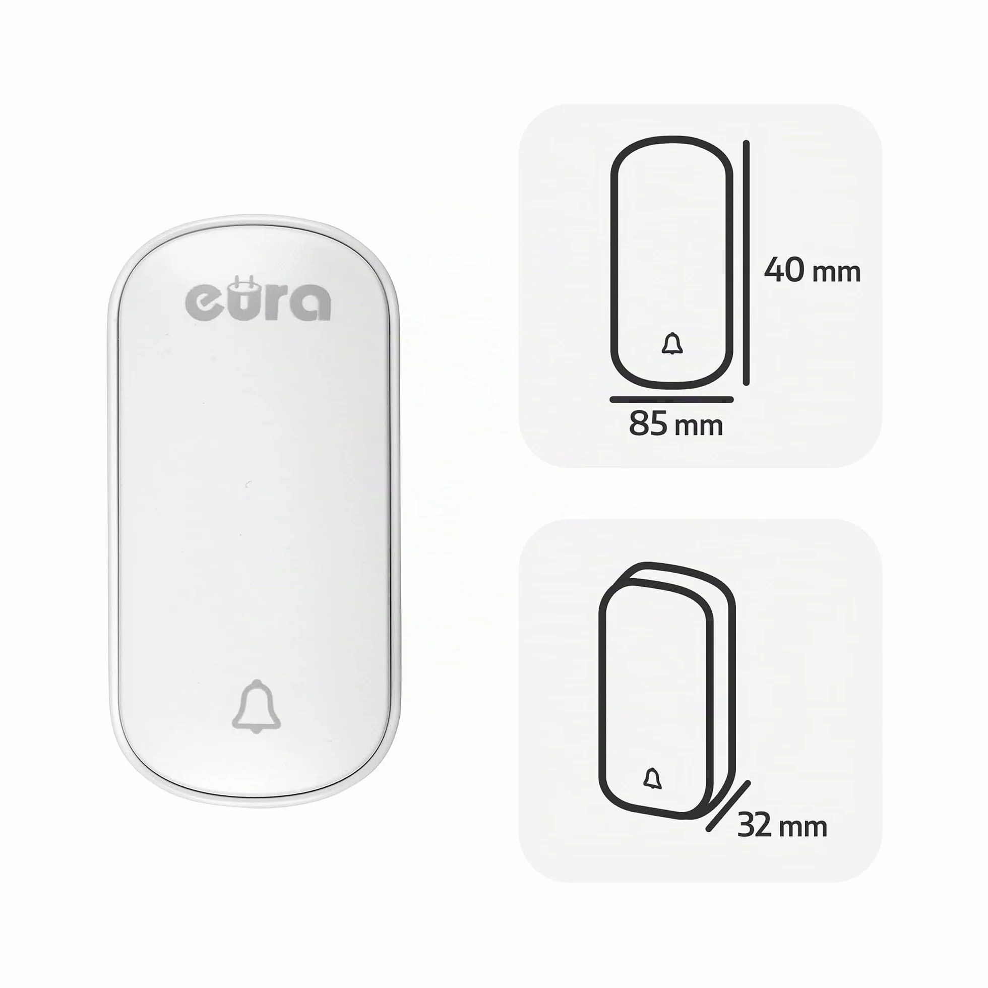 Timbre inalámbrico sin batería SOUL WDP-91H2 con enchufe de ~ 230 V de Eura-Tech, para exteriores, resistente al agua, inalámbrico, alcance de 100 m, 58 melodías, 4 niveles de volumen